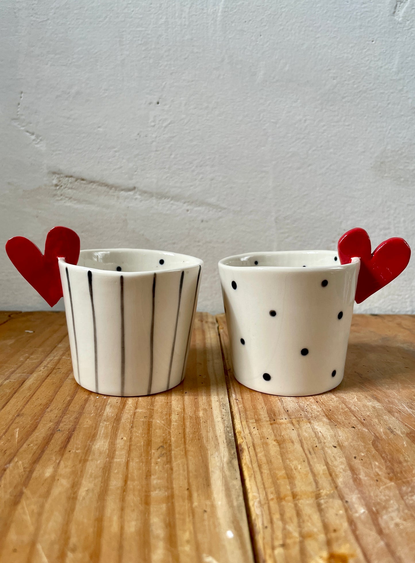 Coppia Tazzine Sweet Detail pois e righe in Porcellana di Limoges