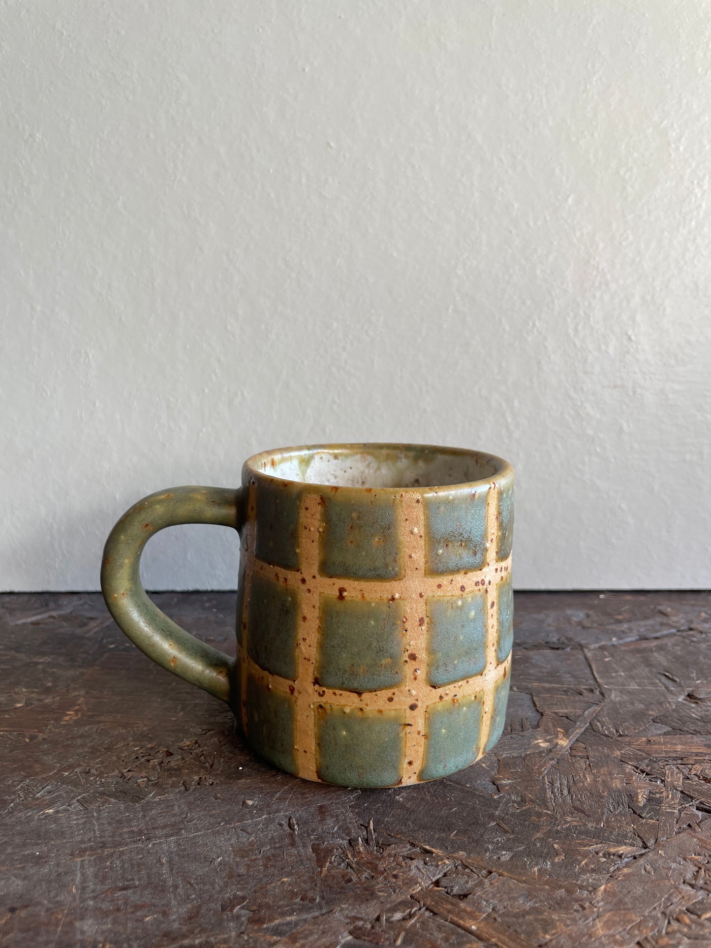 Mug Levante in verde, a quadri
