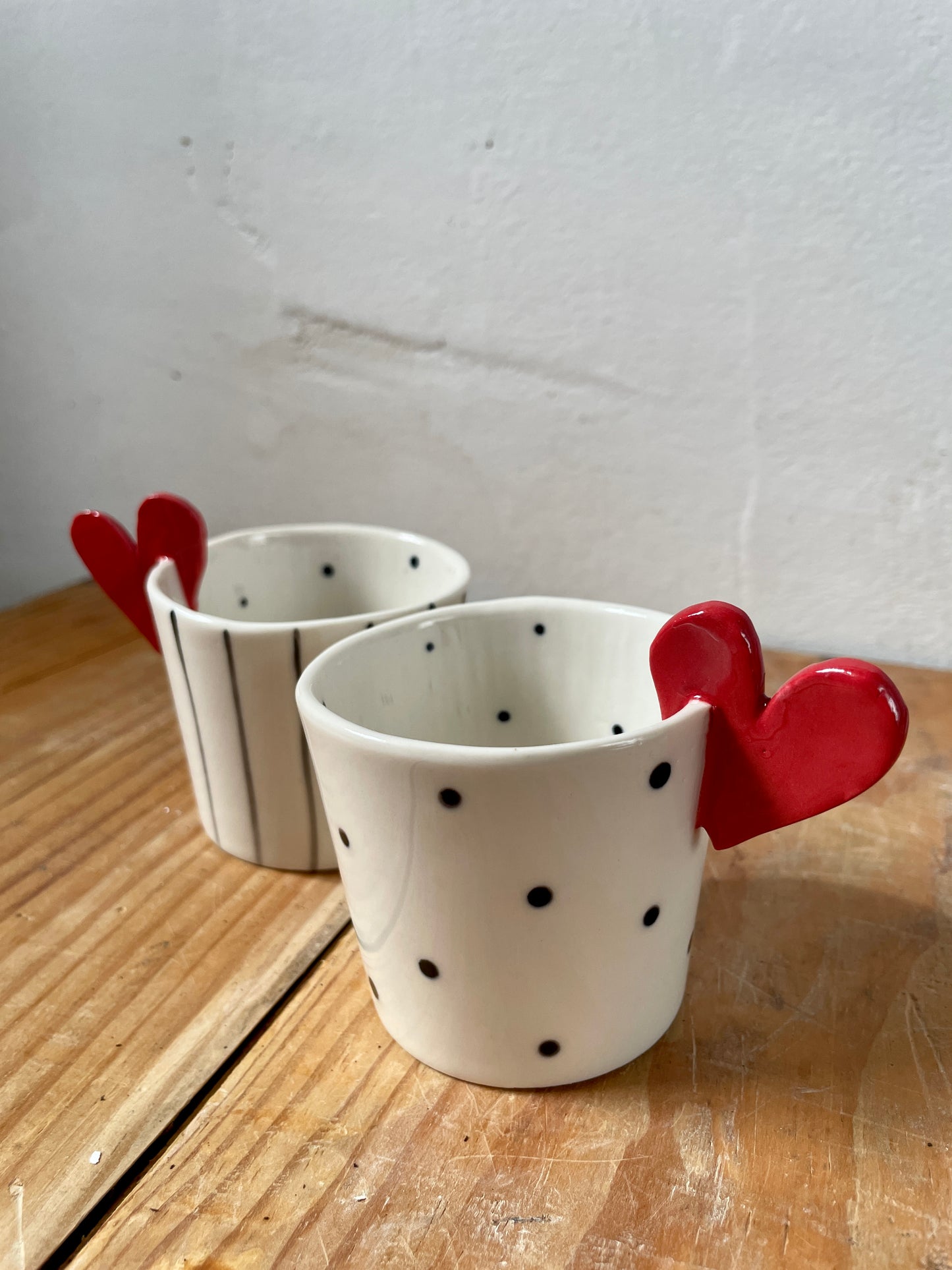 Coppia Tazzine Sweet Detail pois e righe in Porcellana di Limoges