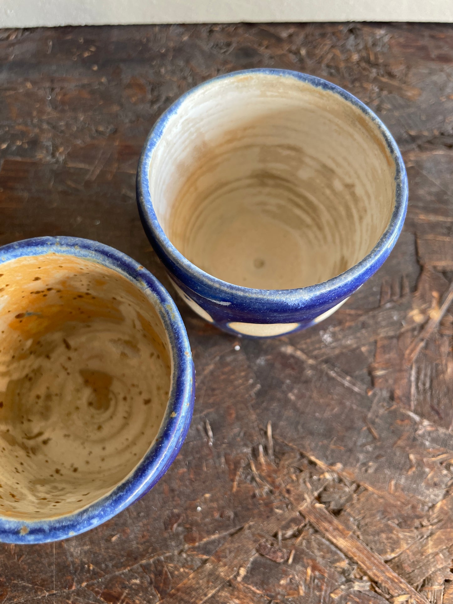 Coppia bicchierini Levante in blu, con bolle