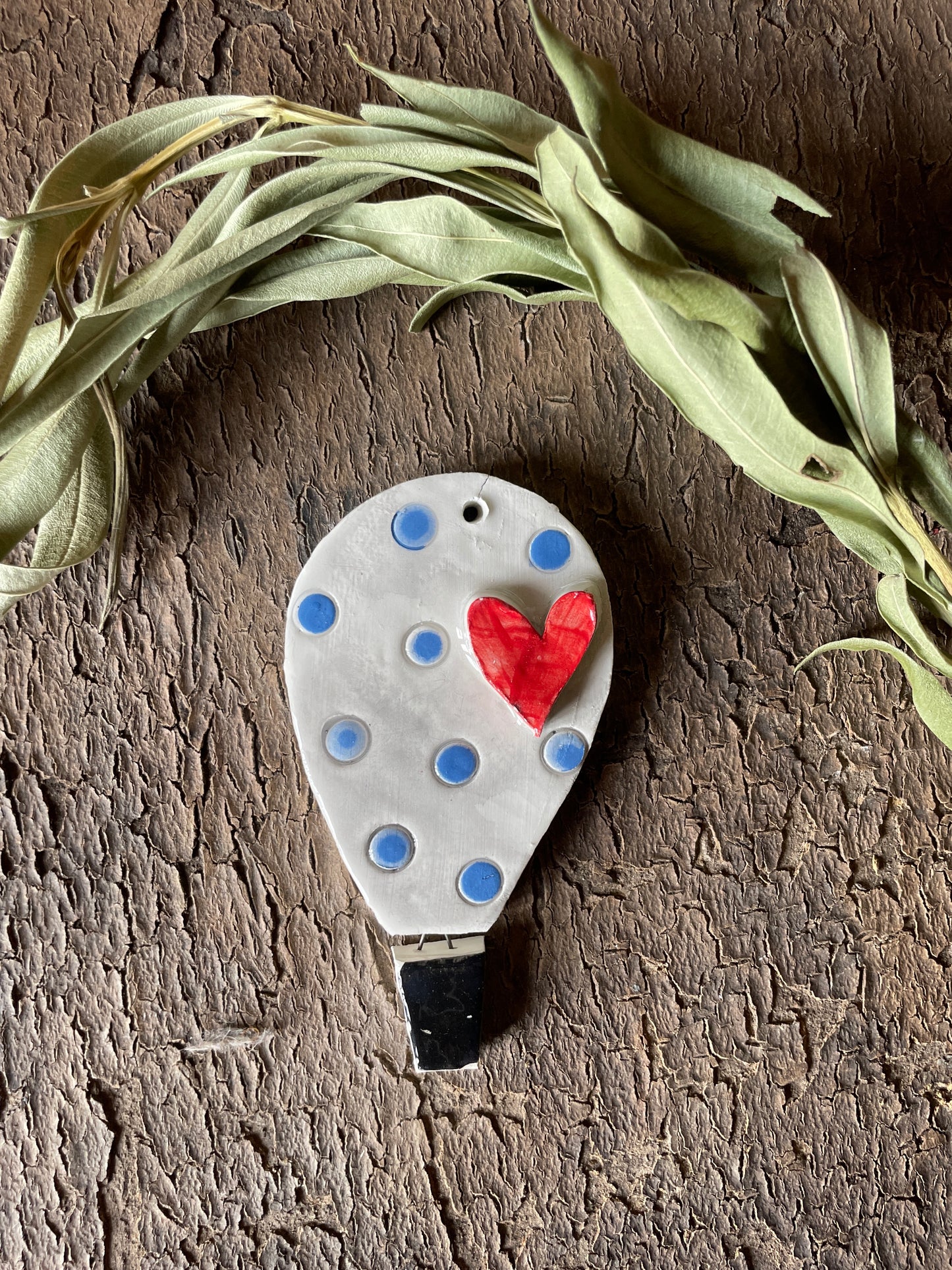 Mongolfiera piccola pois azzurri e cuore