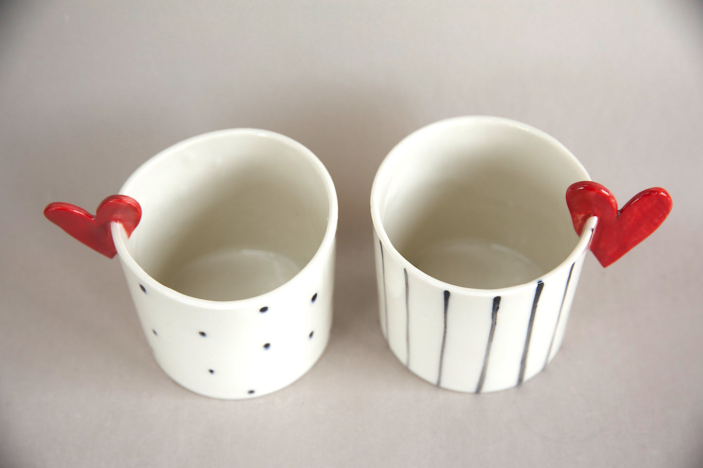 Coppia mug Sweet Detail pois e righe in Porcellana di Limoges