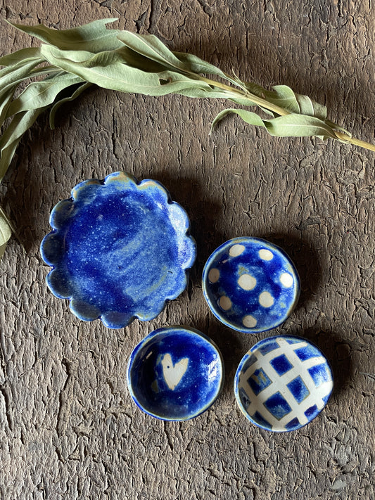 Set Piattini Ring dish "blu mare" , porcellana, 4 pezzi