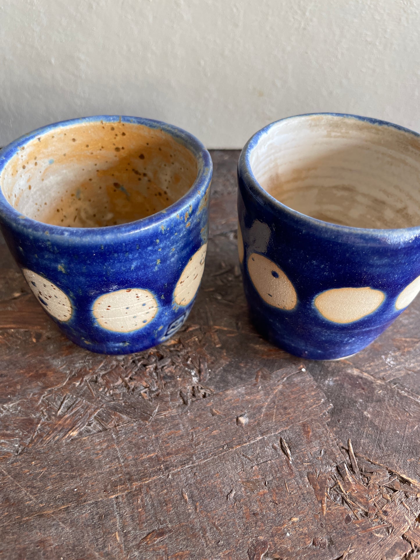 Coppia bicchierini Levante in blu, con bolle