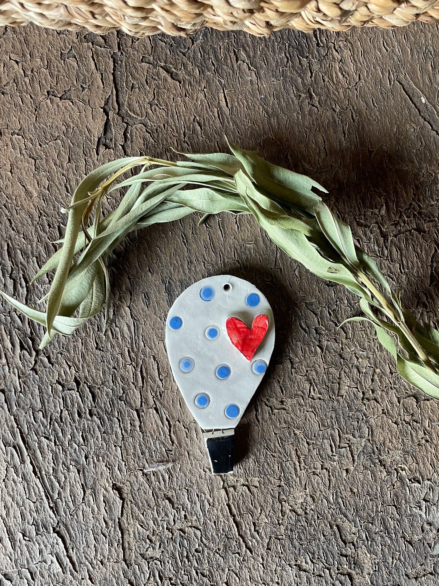 Mongolfiera piccola pois azzurri e cuore