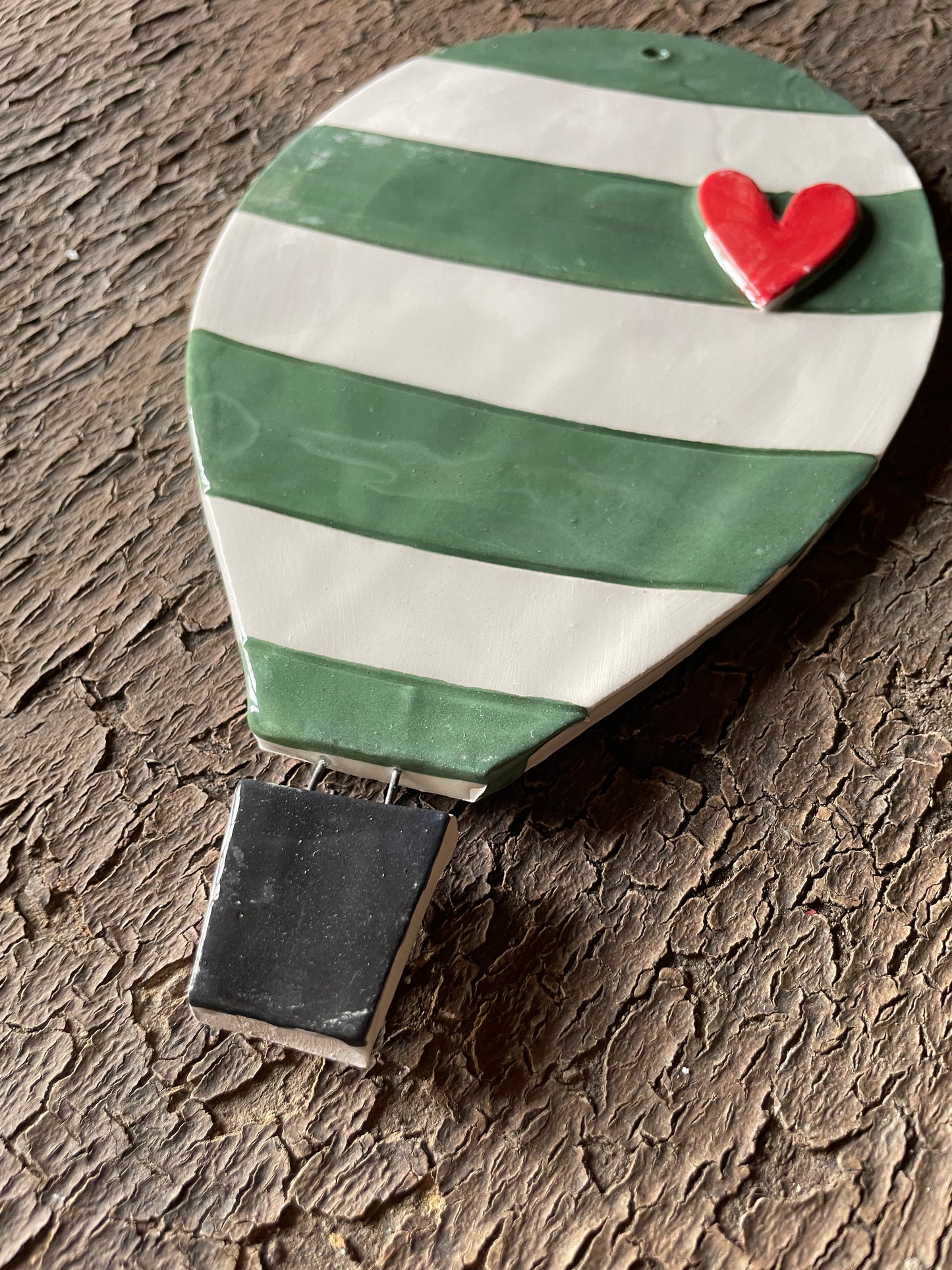 Mongolfiera (molto)grande righe verdi e cuore