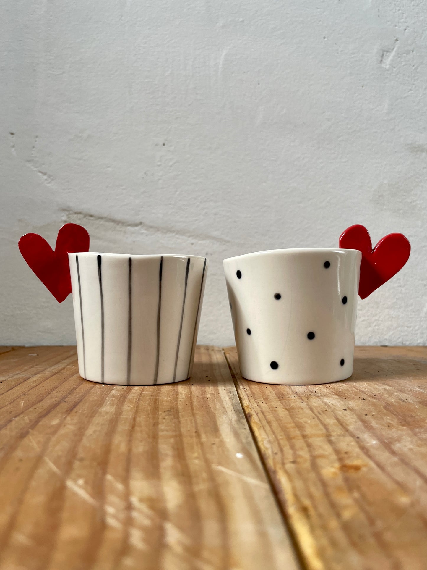 Coppia Tazzine Sweet Detail pois e righe in Porcellana di Limoges