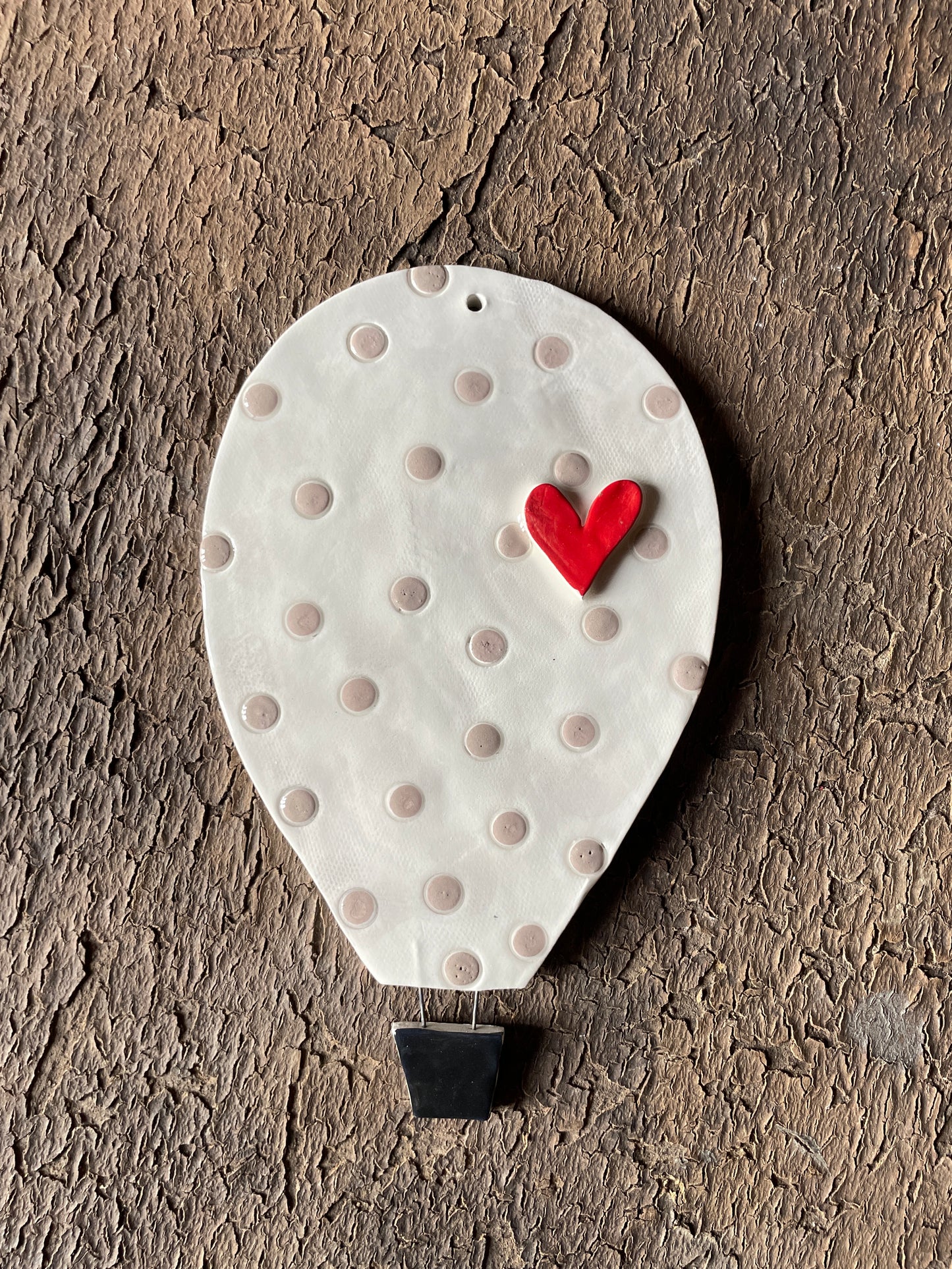 Mongolfiera (molto)grande pois tortora e cuore