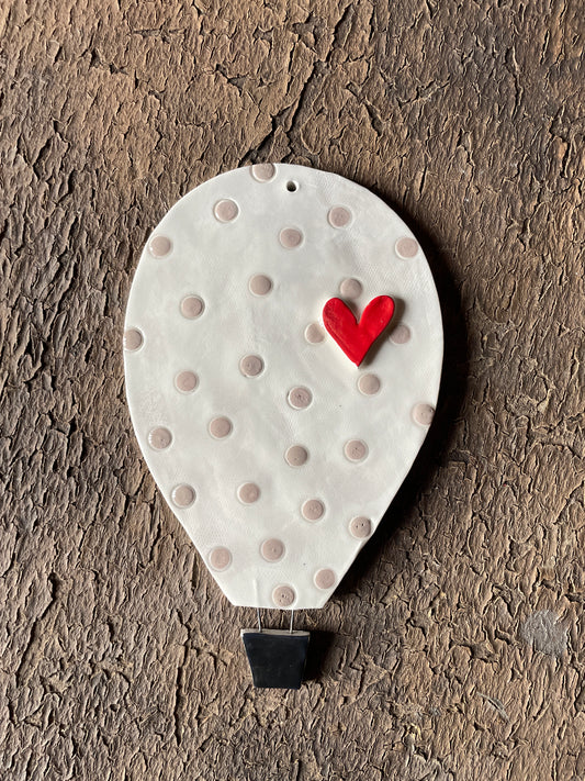 Mongolfiera (molto)grande pois tortora e cuore