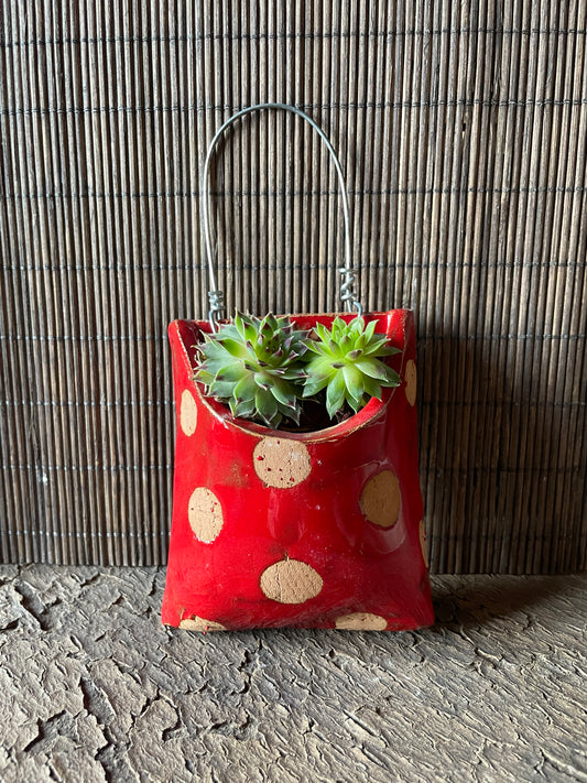 Taschina piccola smalto rosso, pois