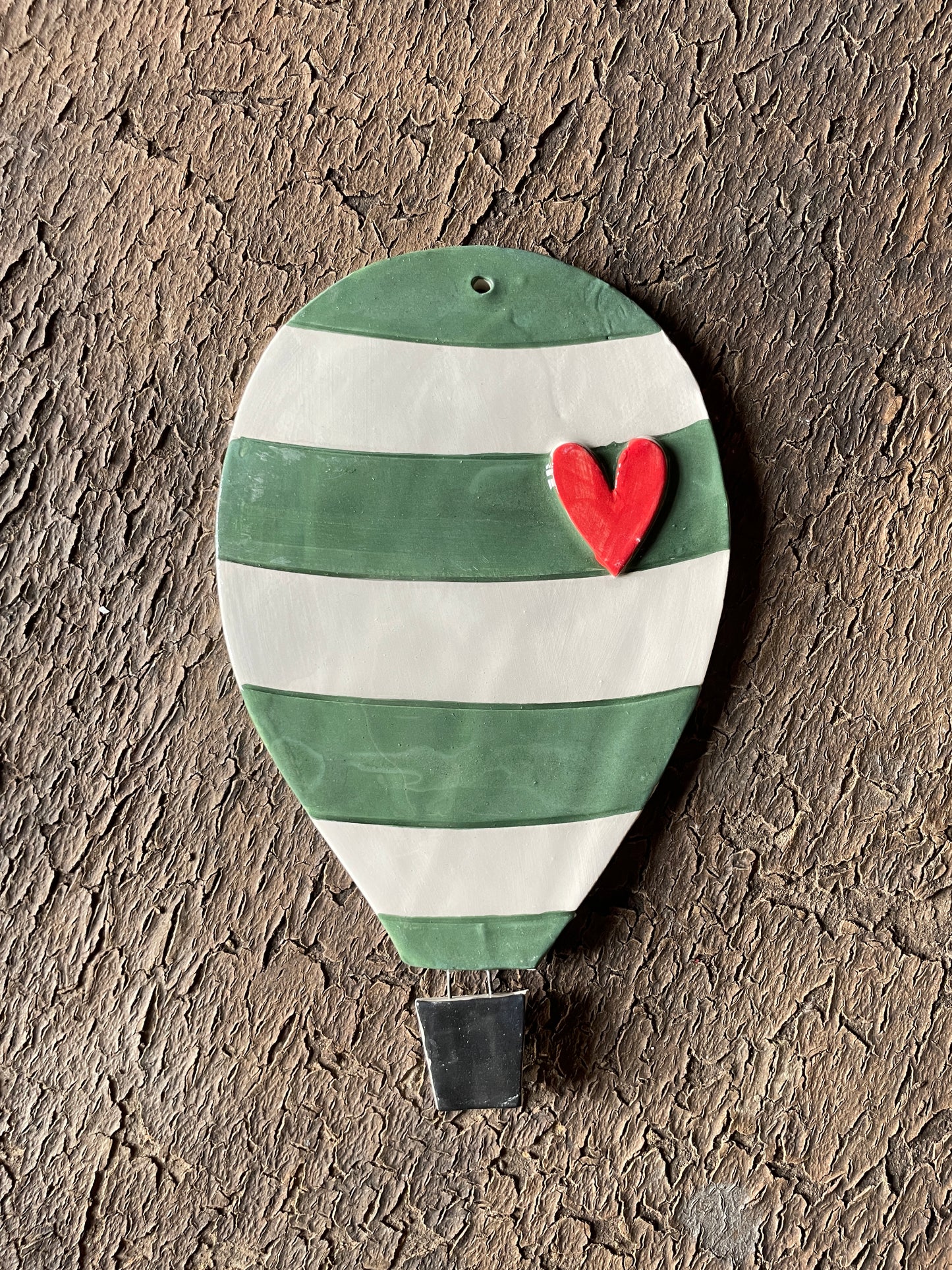 Mongolfiera (molto)grande righe verdi e cuore