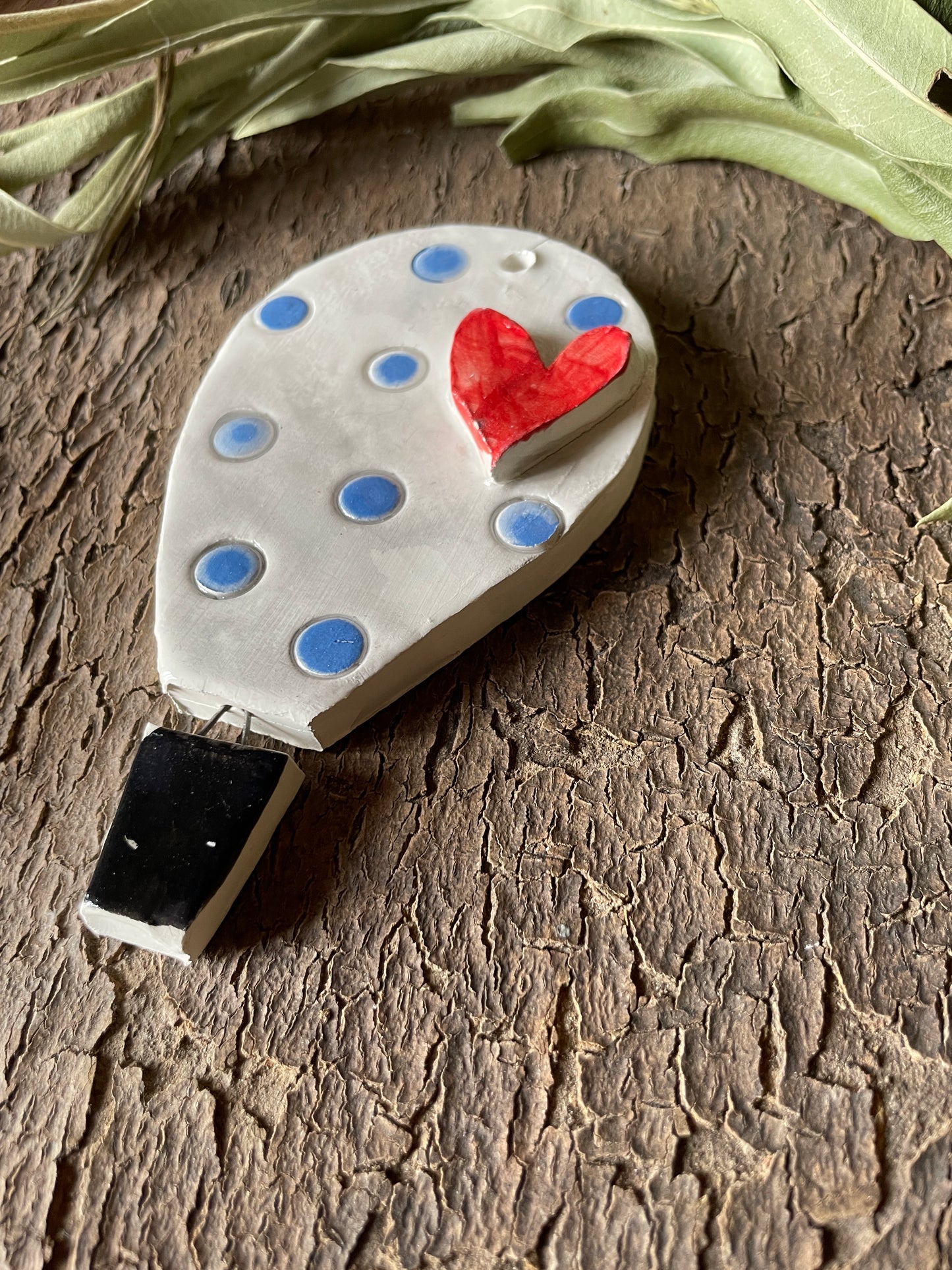 Mongolfiera piccola pois azzurri e cuore