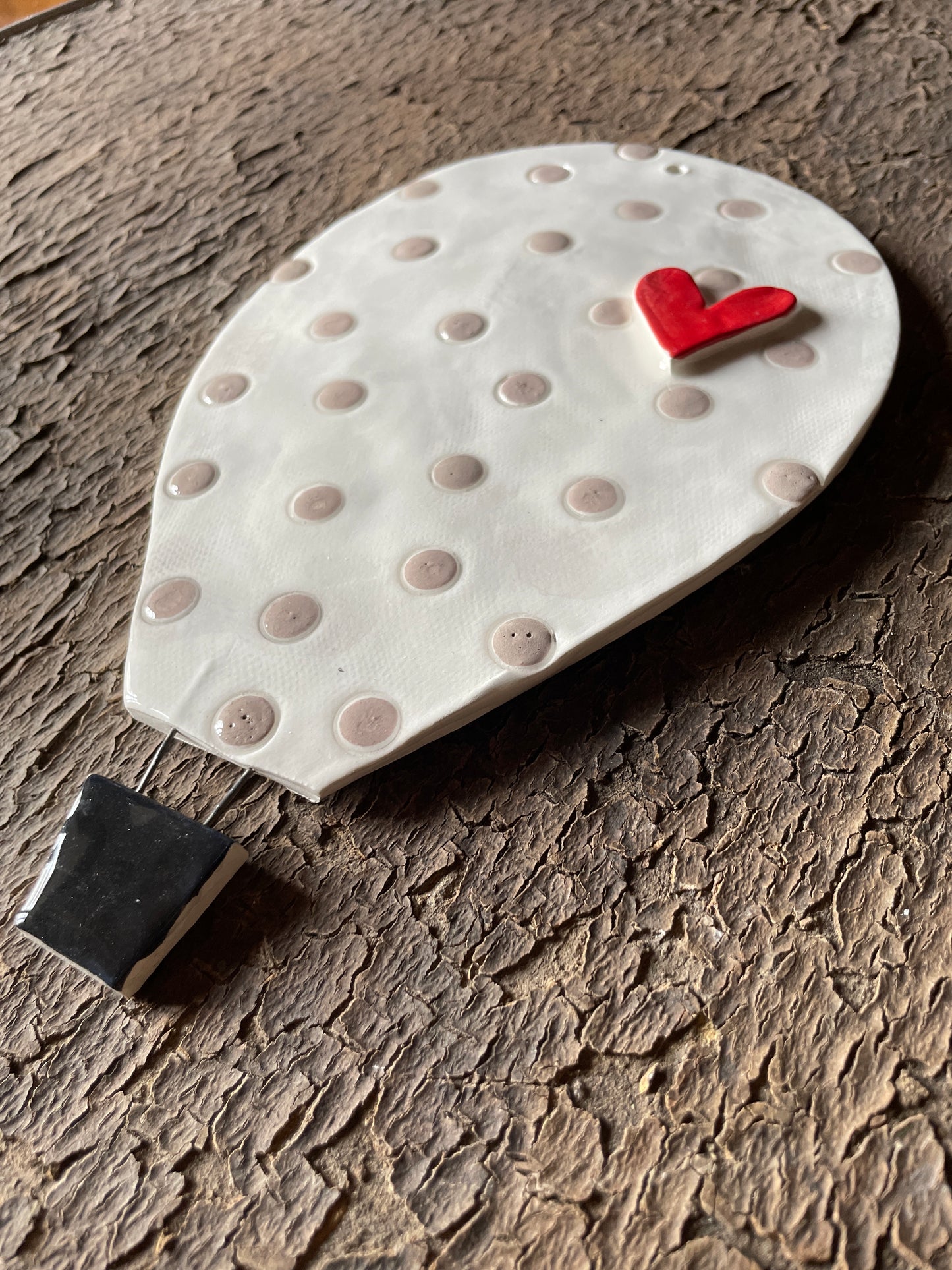 Mongolfiera (molto)grande pois tortora e cuore