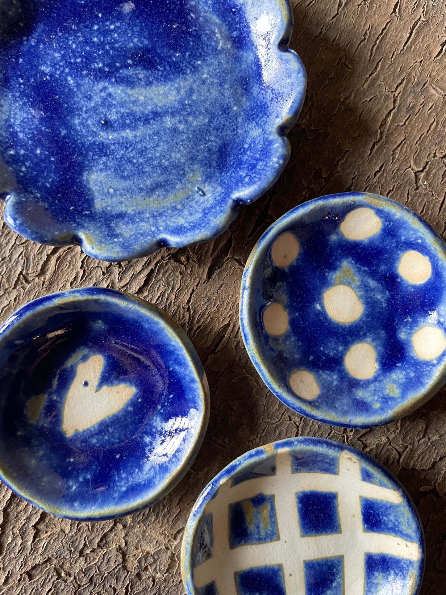 Set Piattini Ring dish "blu mare" , porcellana, 4 pezzi