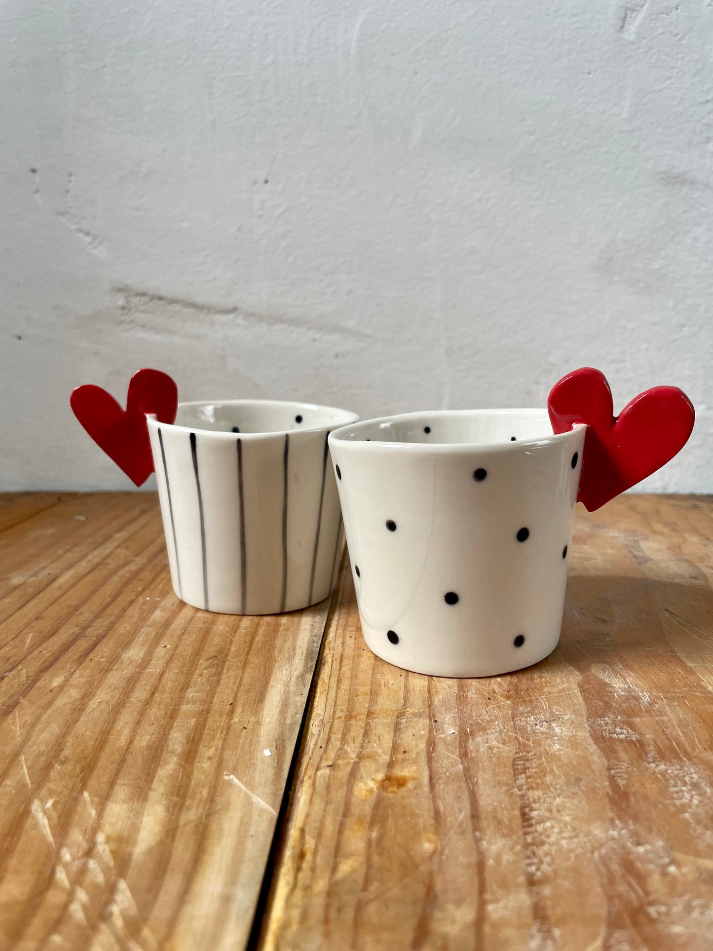 Coppia Tazzine Sweet Detail pois e righe in Porcellana di Limoges