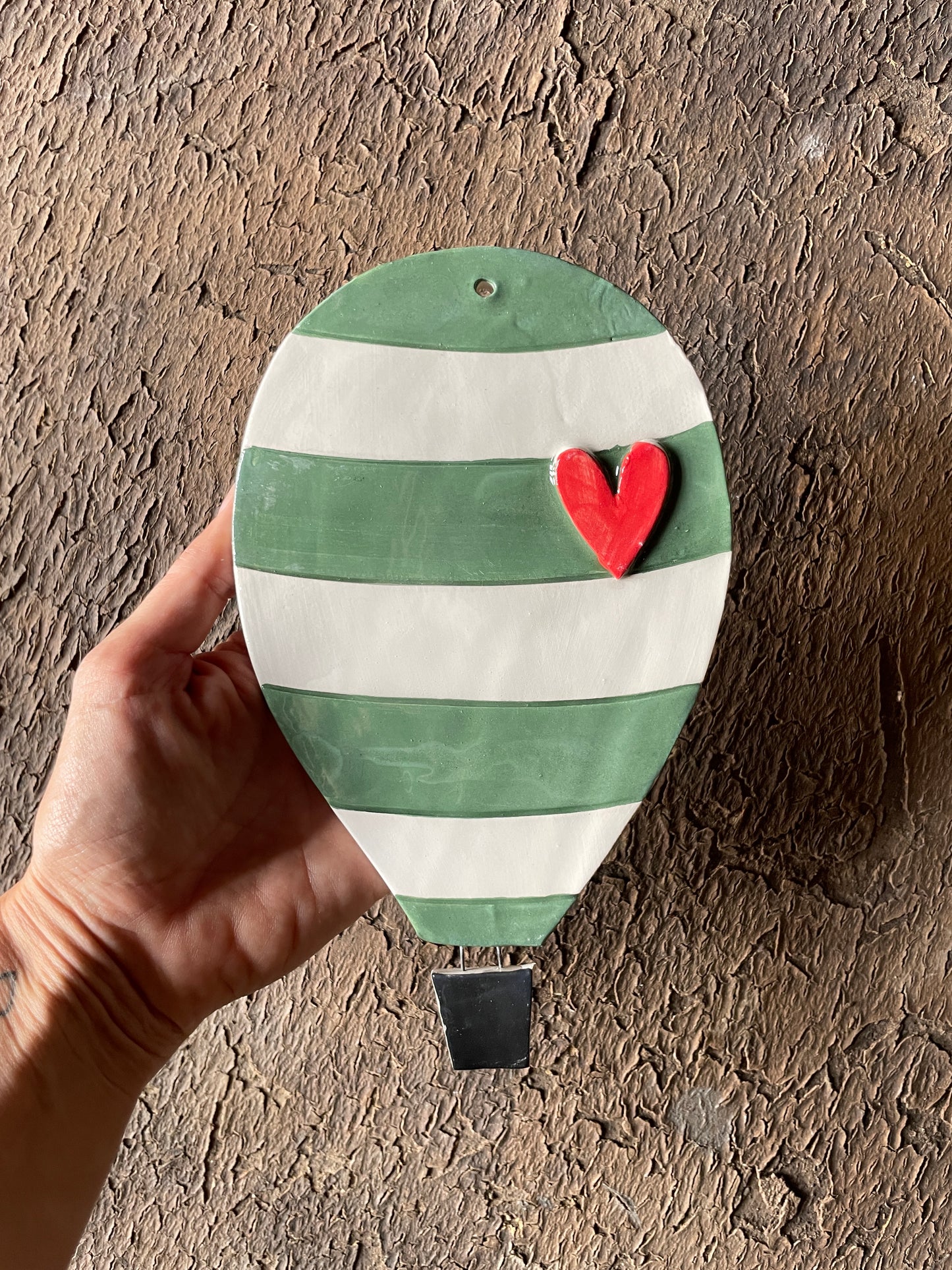 Mongolfiera (molto)grande righe verdi e cuore