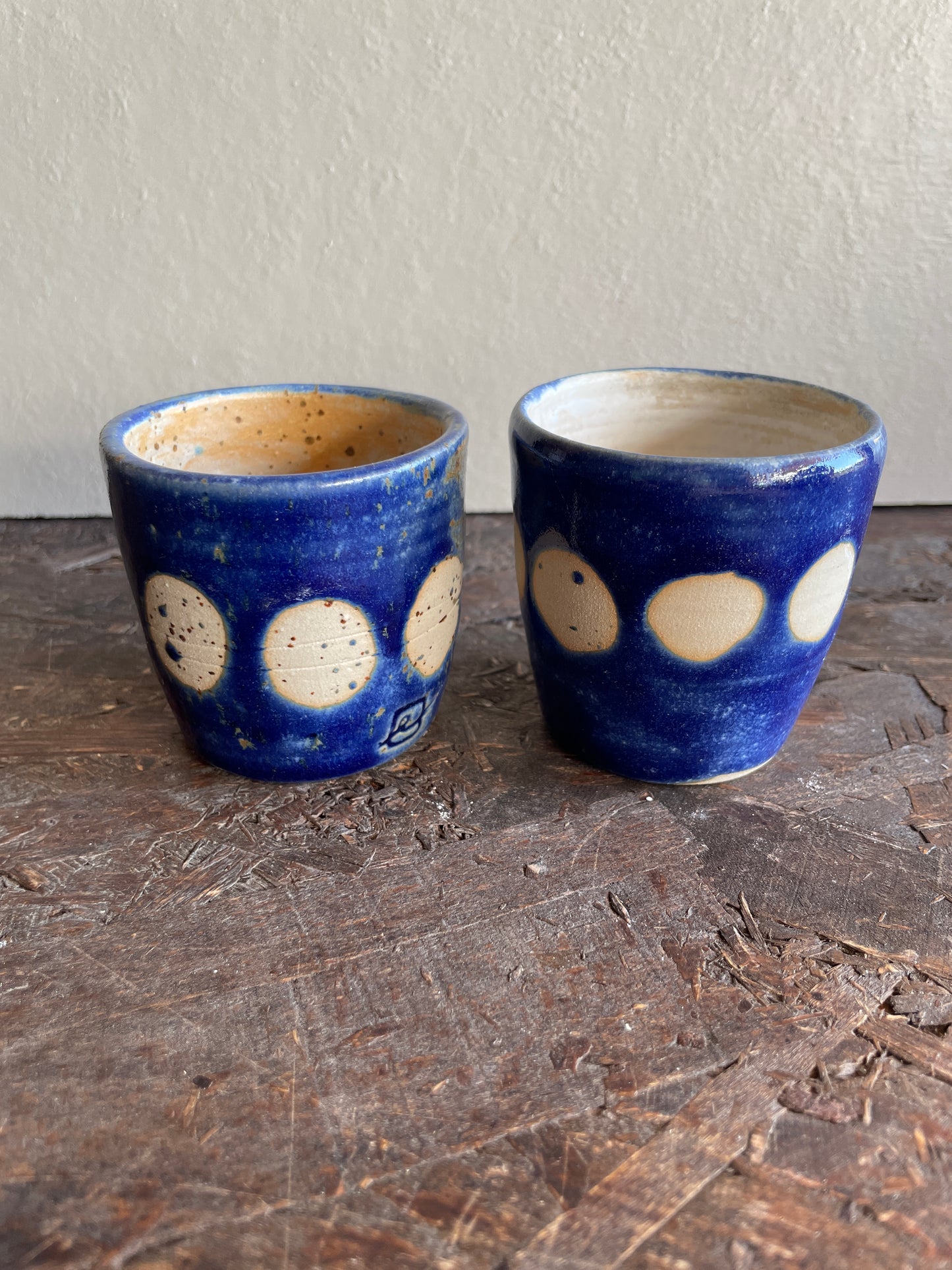 Coppia bicchierini Levante in blu, con bolle