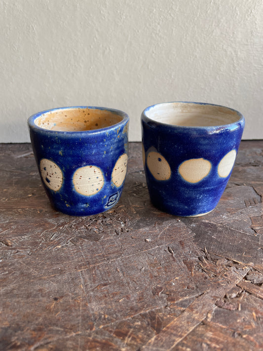 Coppia bicchierini Levante in blu, con bolle