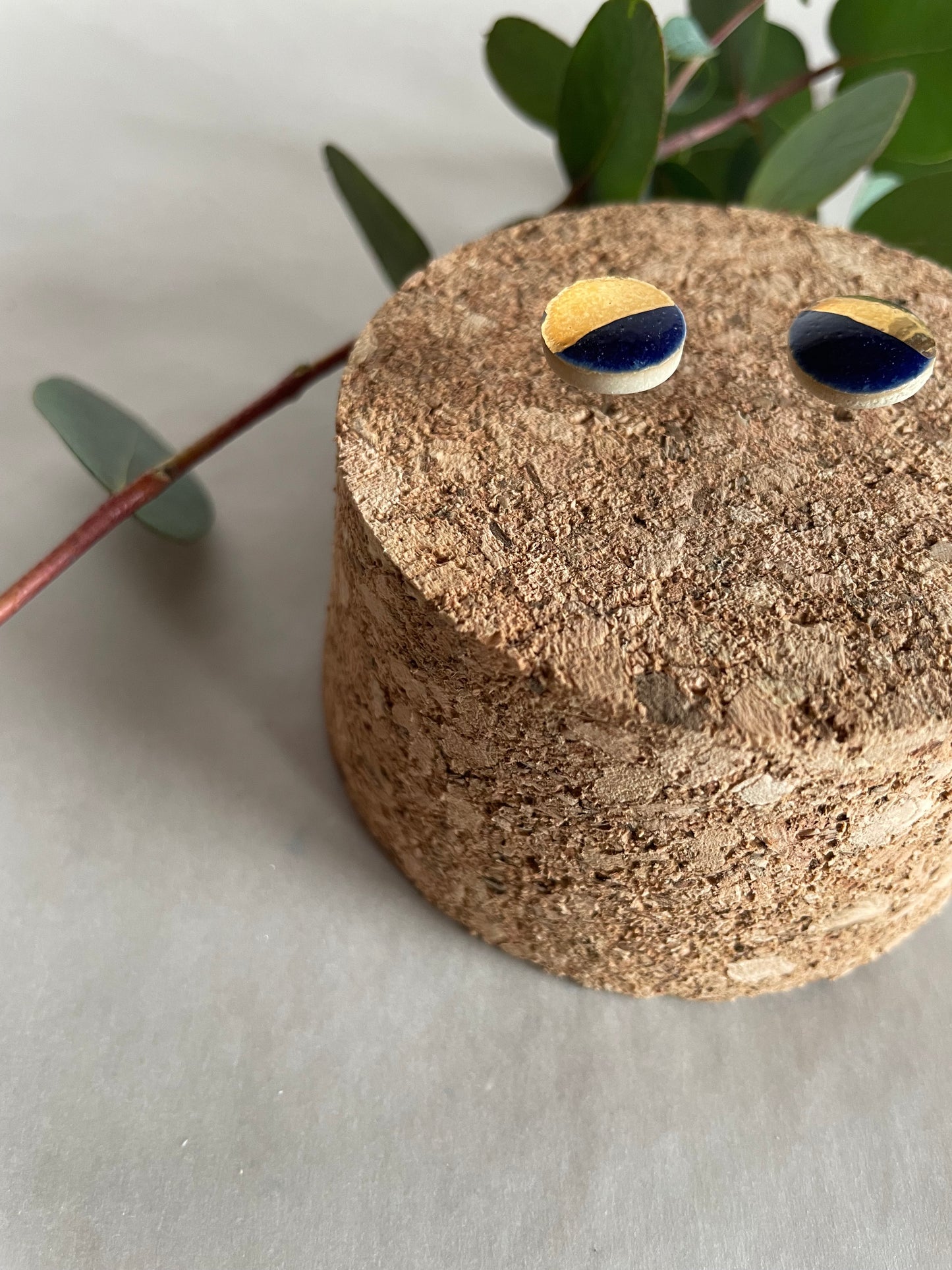 Orecchini Basic blu mezzaluna oro