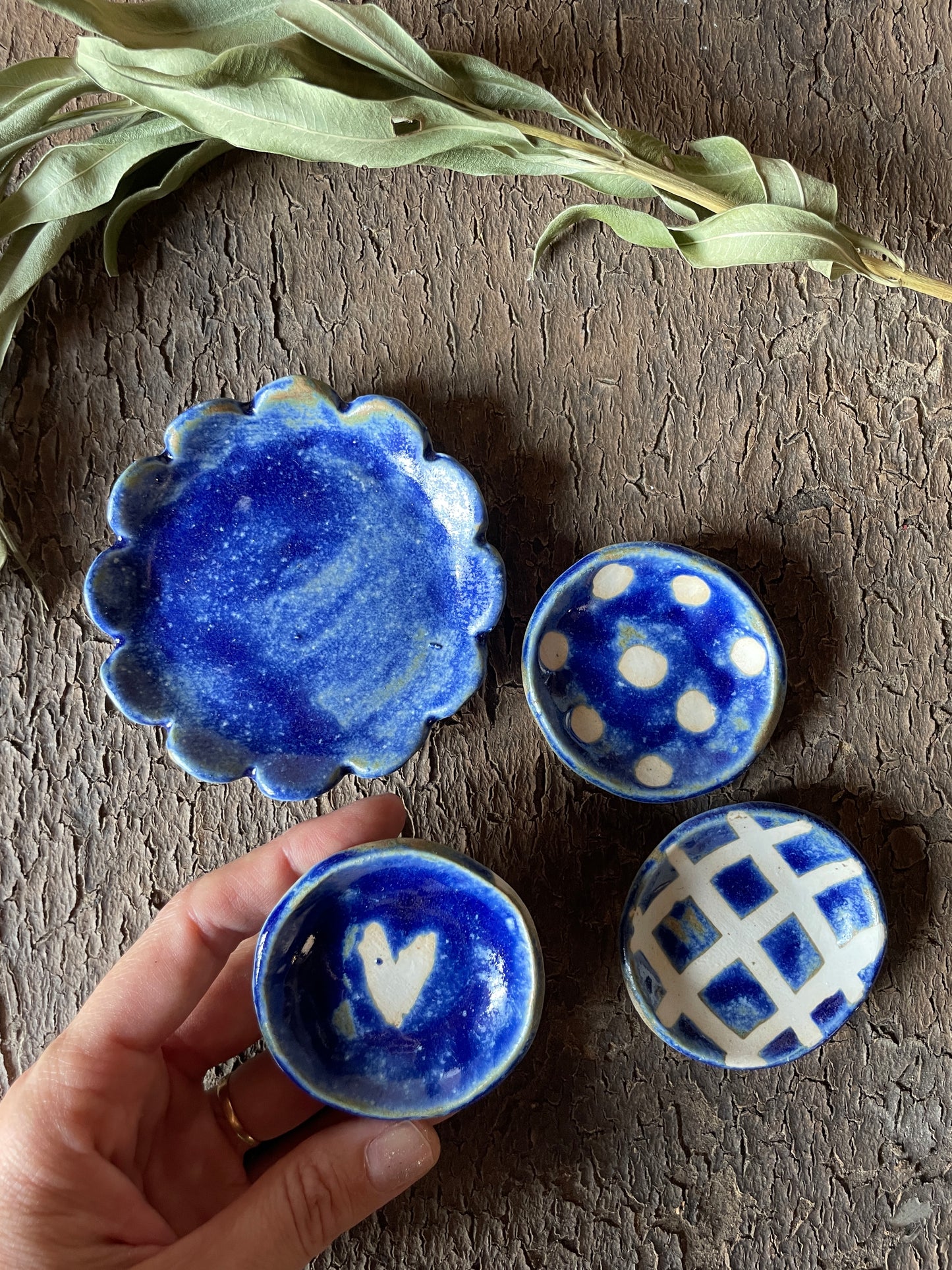 Set Piattini Ring dish "blu mare" , porcellana, 4 pezzi