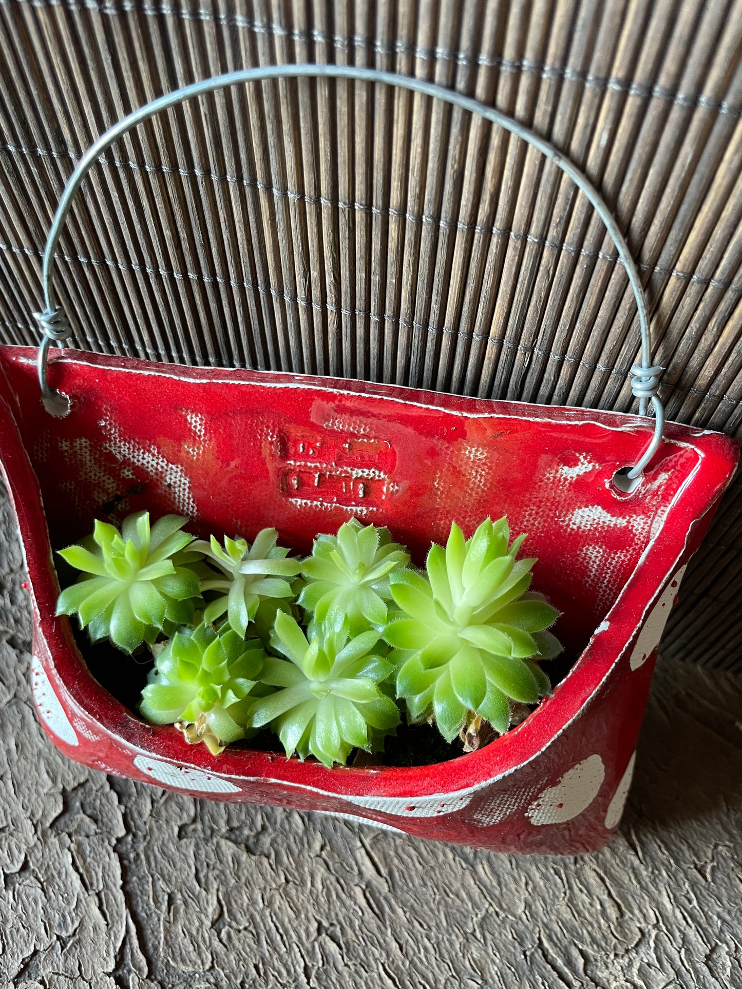 Taschina grande rossa a pois