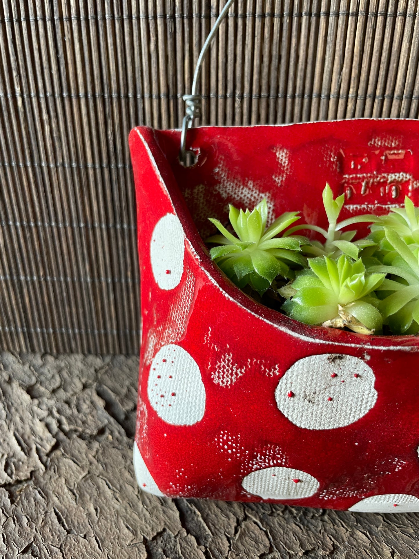 Taschina grande rossa a pois