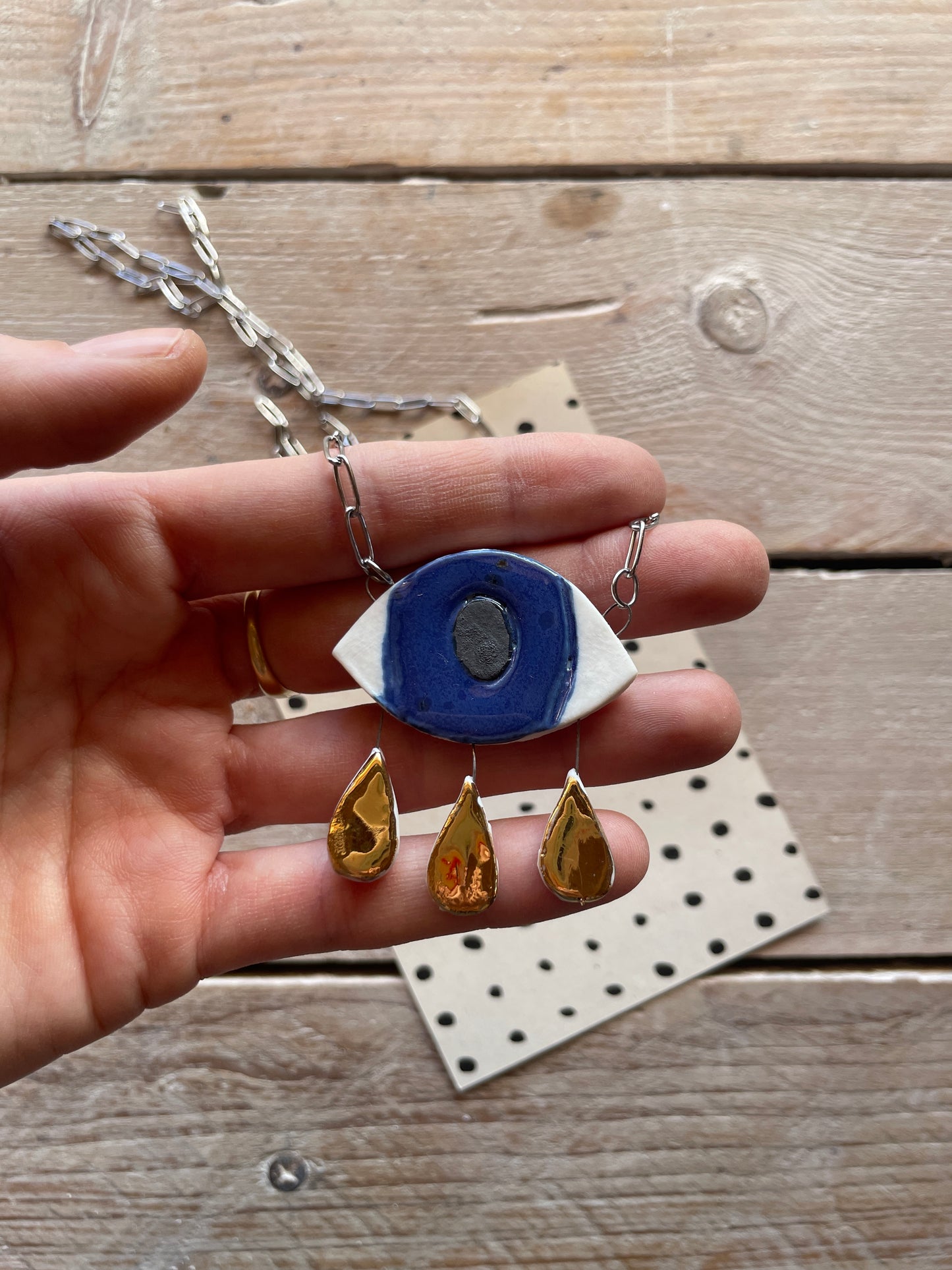 Collana occhio porcellana e lustro oro