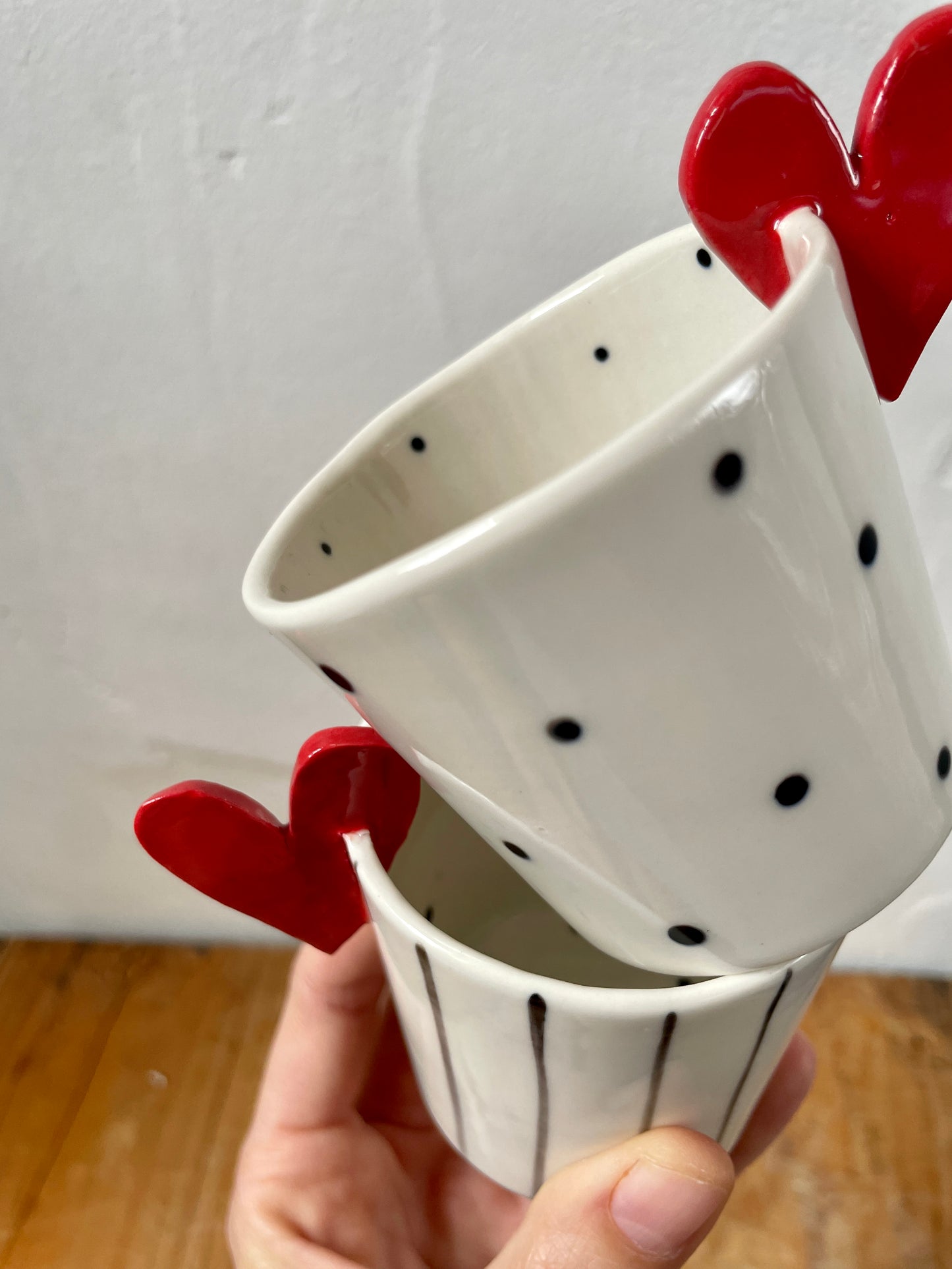 Coppia Tazzine Sweet Detail pois e righe in Porcellana di Limoges