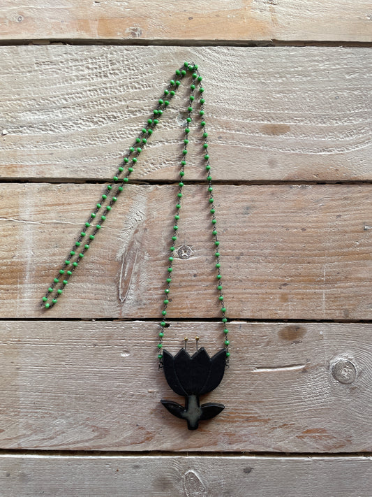 Collana papavero nero porcellana