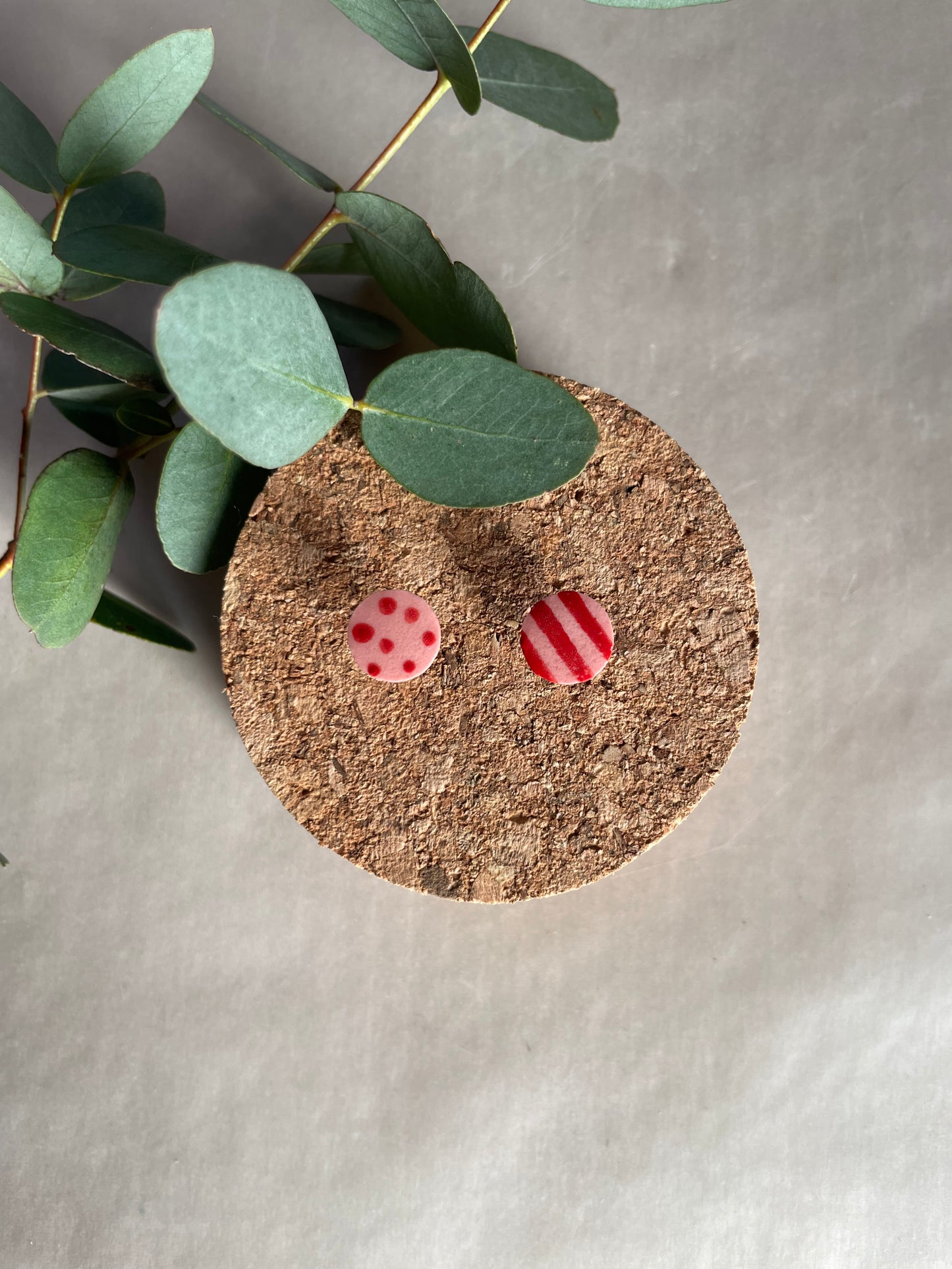 Orecchini basic porcellana rosa pois e righe