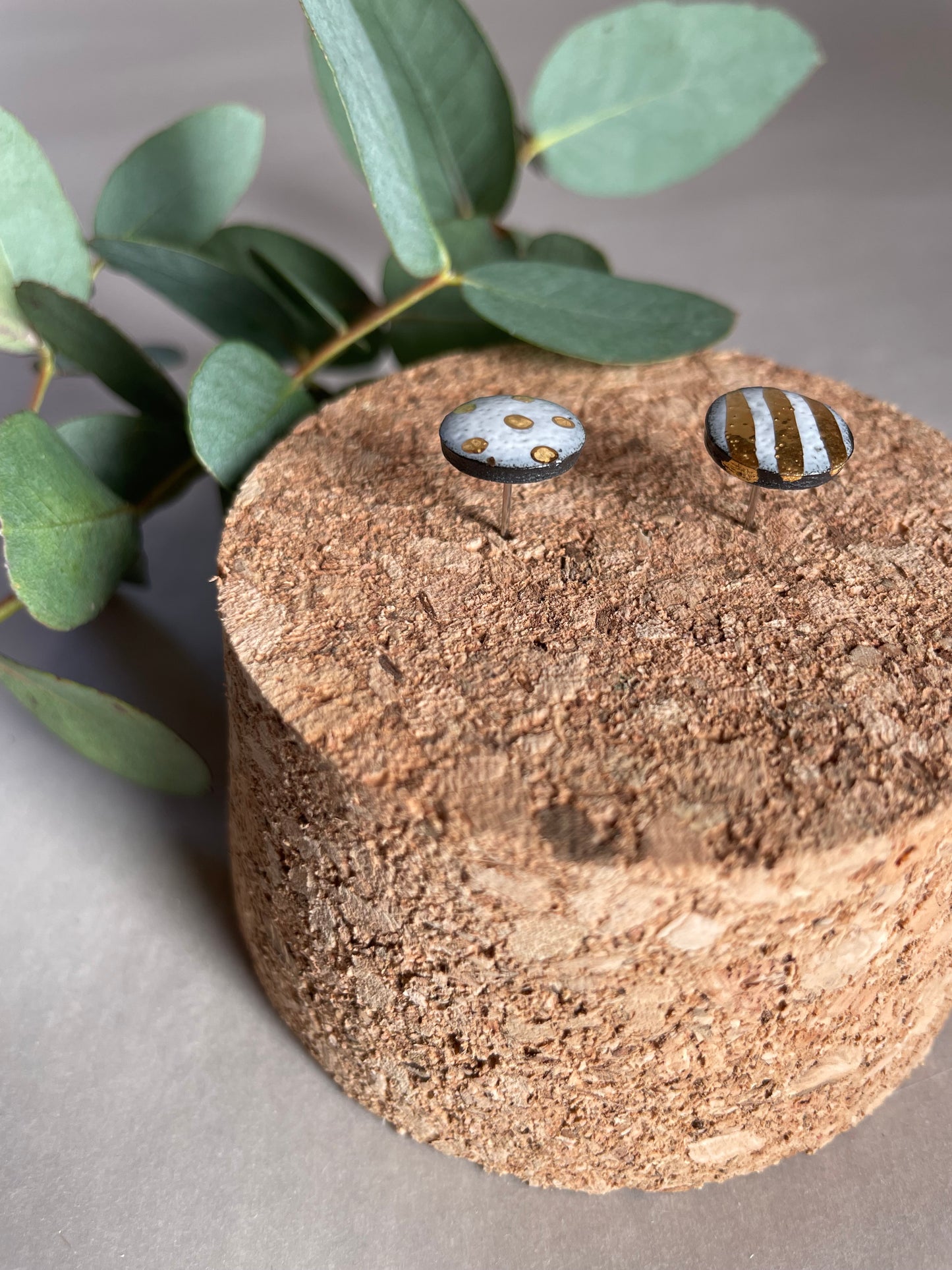 Orecchini “pois e righe” porcellana nera e oro