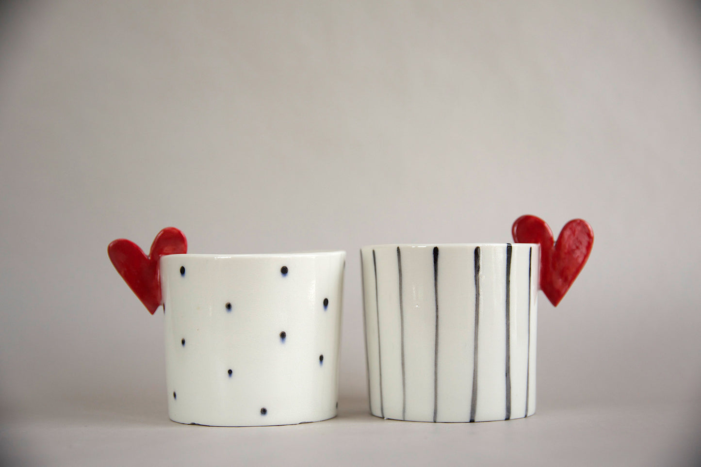 Coppia mug Sweet Detail pois e righe in Porcellana di Limoges