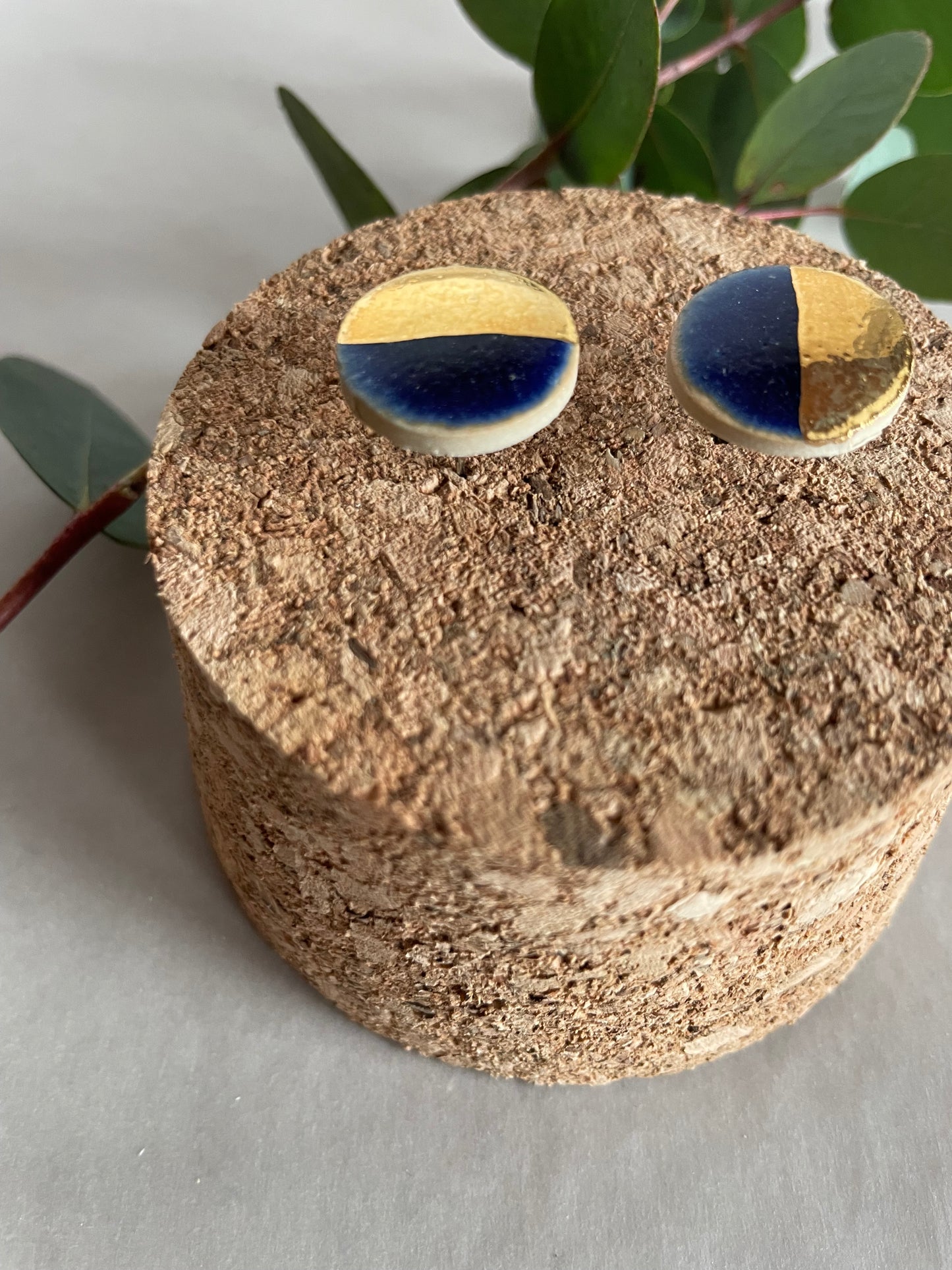 Orecchini Basic blu mezzaluna oro(grandi)