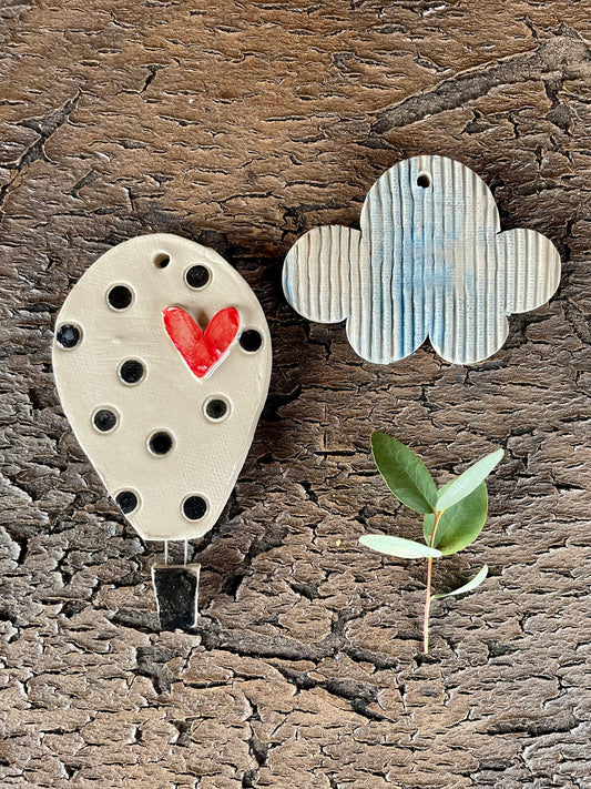 set Mongolfiere "pois neri e nuvola”