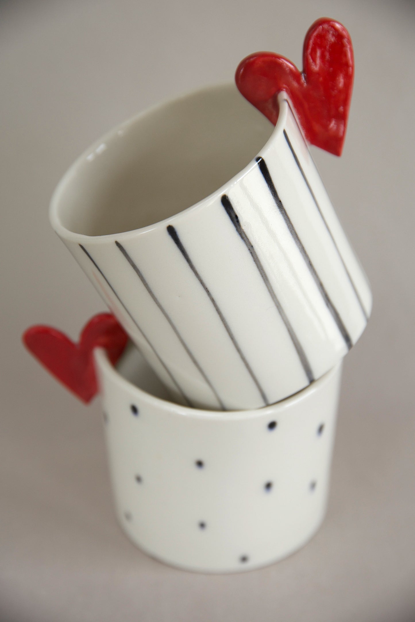 Coppia mug Sweet Detail pois e righe in Porcellana di Limoges