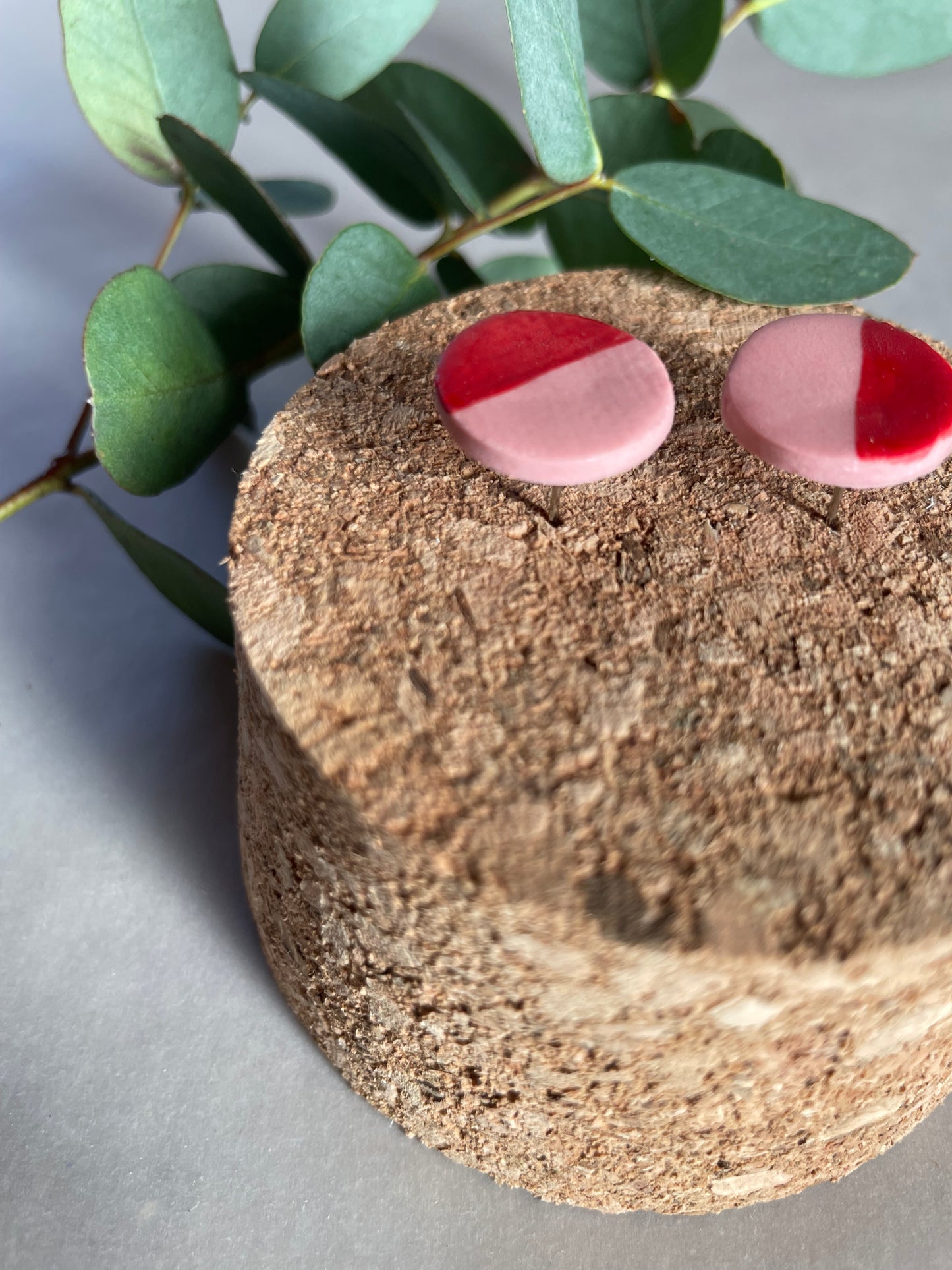 Orecchini basic porcellana rosa e rosso