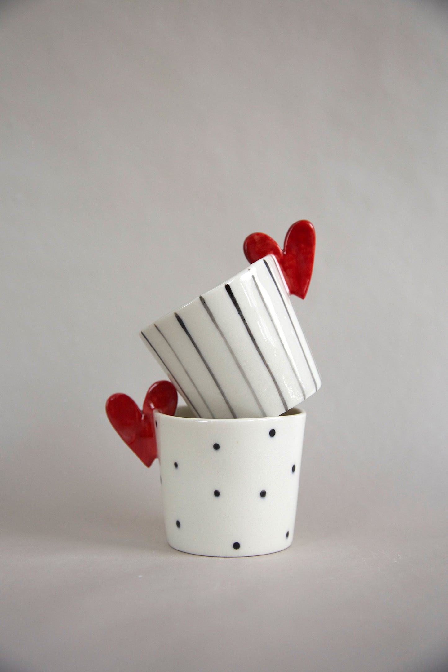 Coppia Tazzine Sweet Detail pois e righe in Porcellana di Limoges