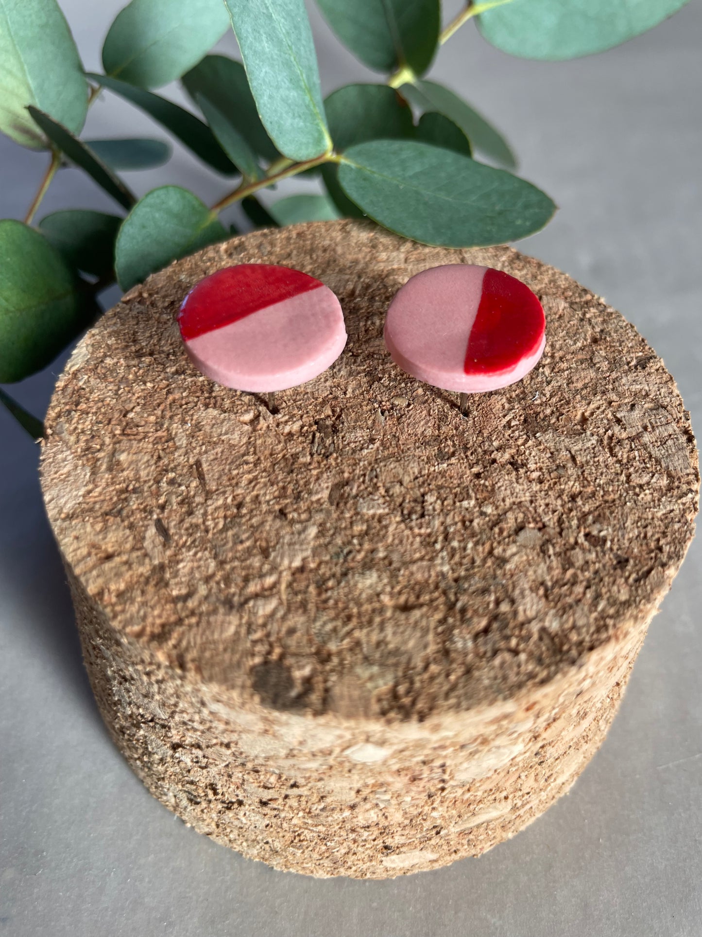 Orecchini basic porcellana rosa e rosso