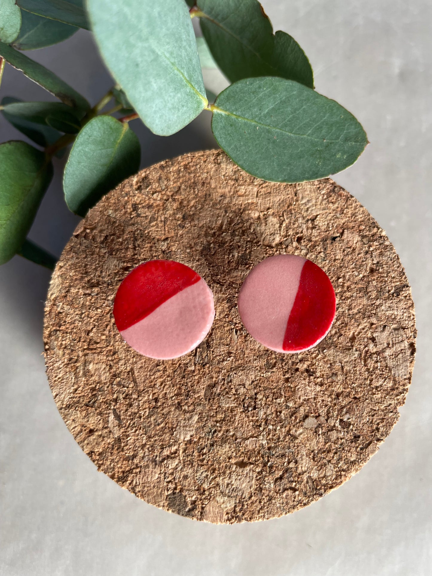 Orecchini basic porcellana rosa e rosso