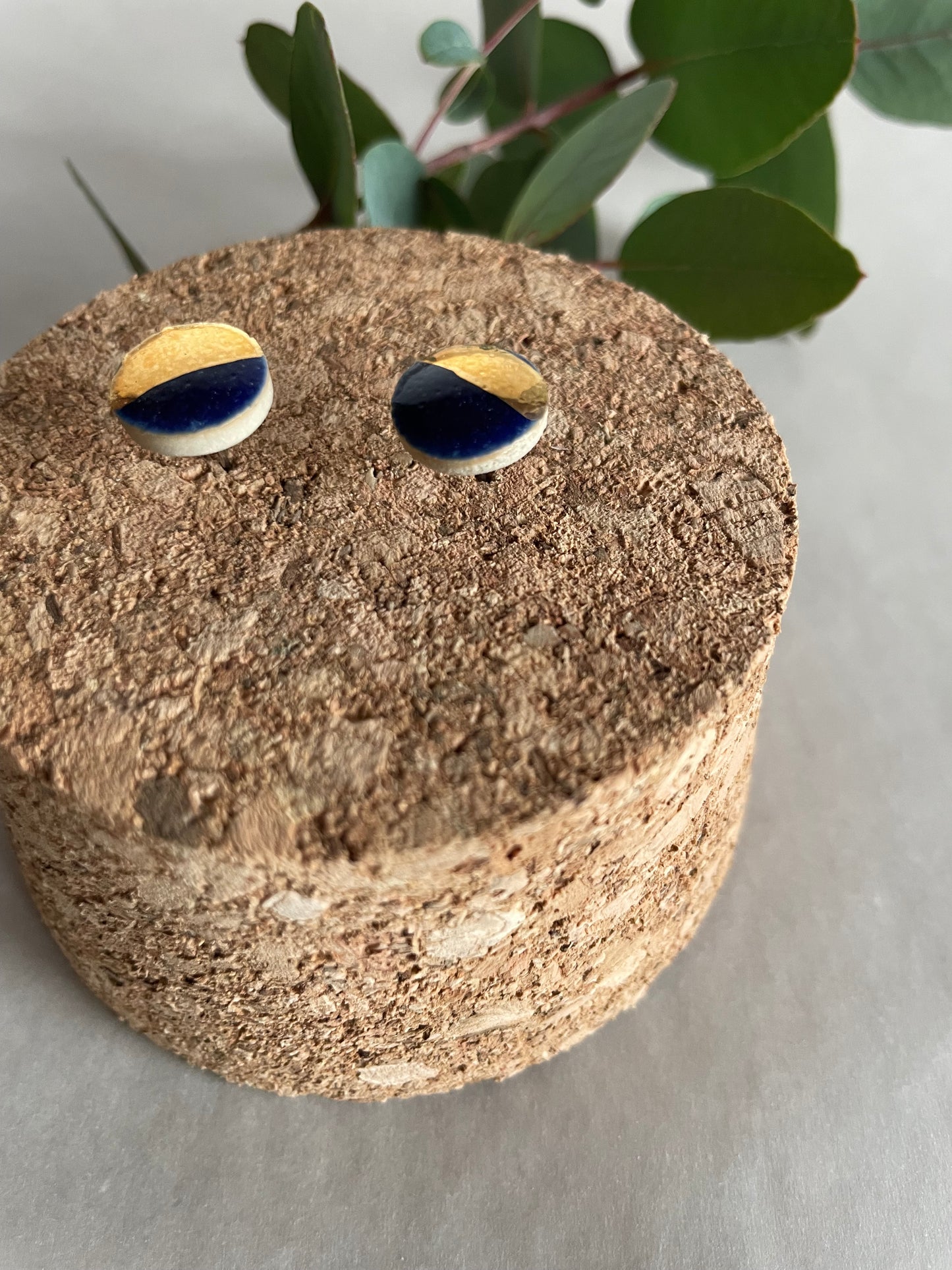 Orecchini Basic blu mezzaluna oro