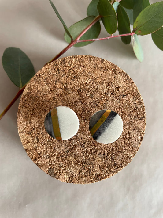 Orecchini basic porcellana “Classic” grigio e oro (grandi)