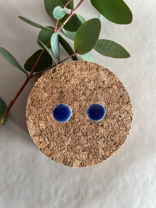 Orecchini basic porcellana e smalto blu oltremare(medi)