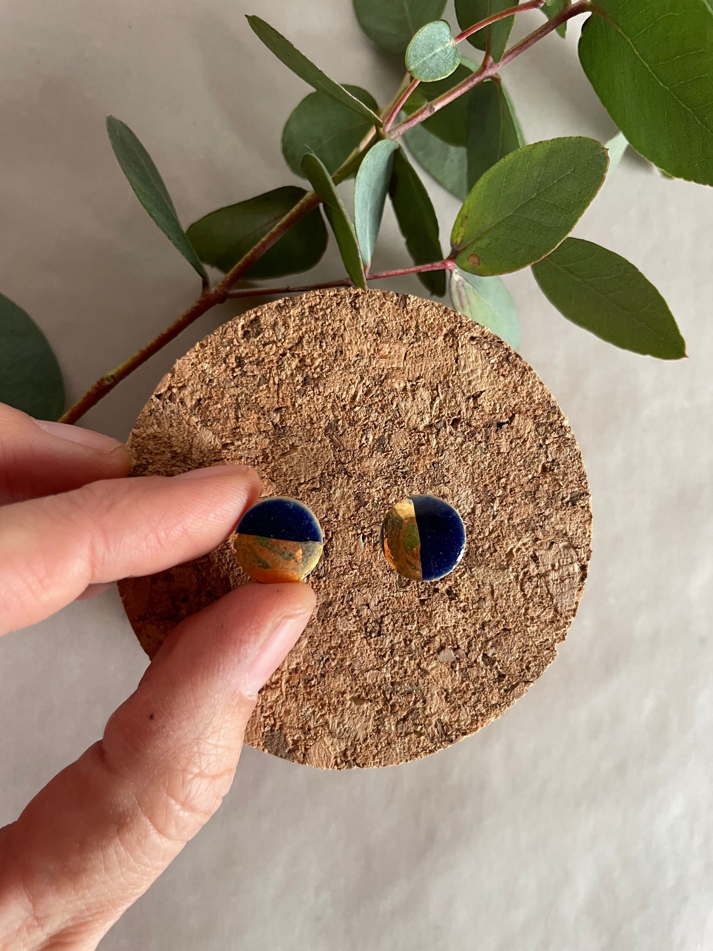 Orecchini Basic blu mezzaluna oro