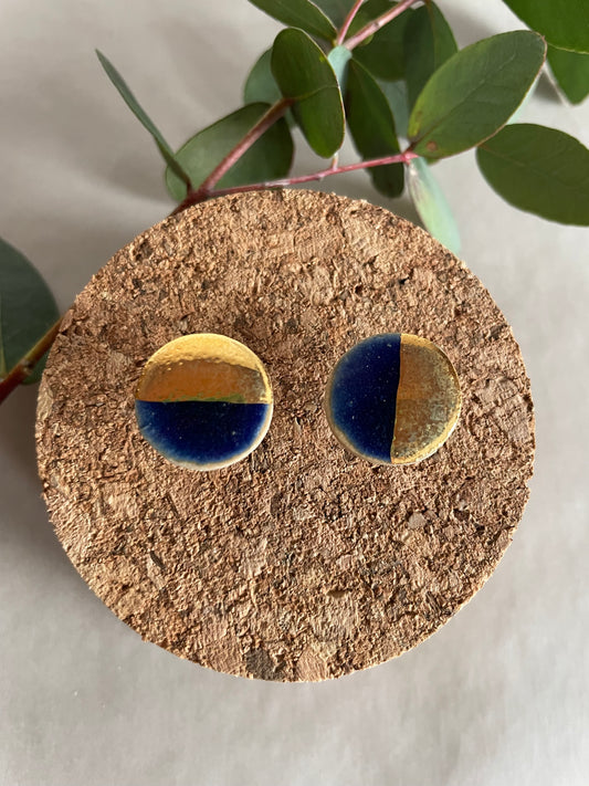 Orecchini Basic blu mezzaluna oro(grandi)