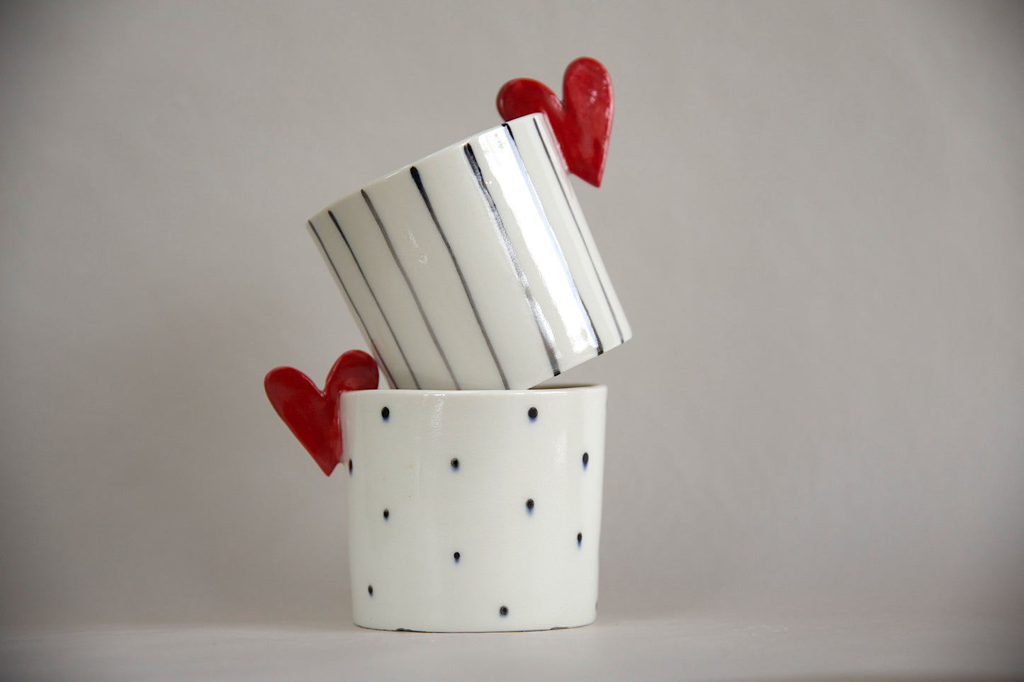 Coppia mug Sweet Detail pois e righe in Porcellana di Limoges