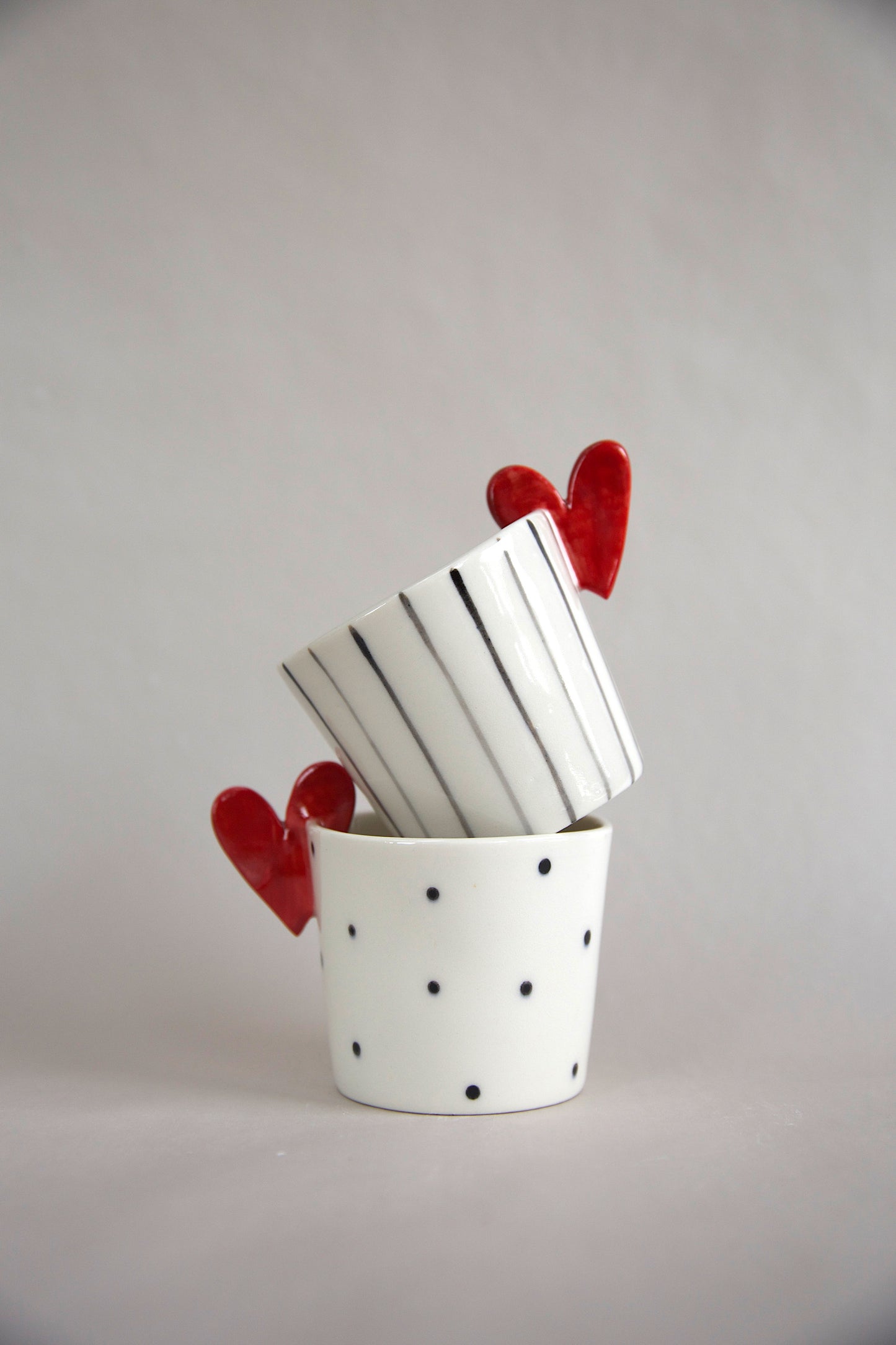 Coppia Tazzine Sweet Detail pois e righe in Porcellana di Limoges