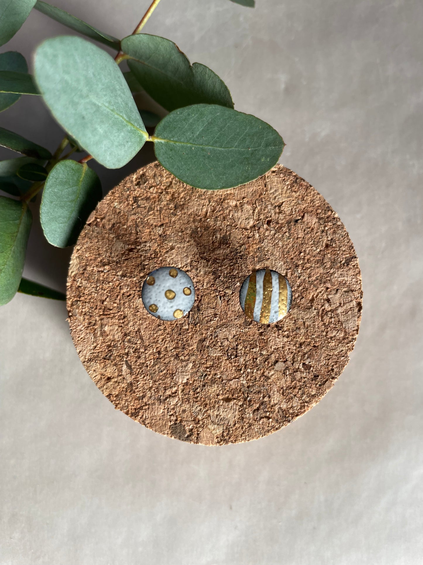 Orecchini “pois e righe” porcellana nera e oro