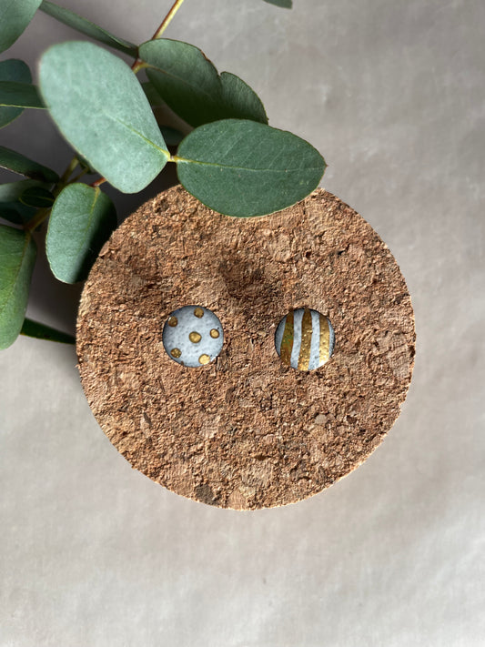 Orecchini “pois e righe” porcellana nera e oro