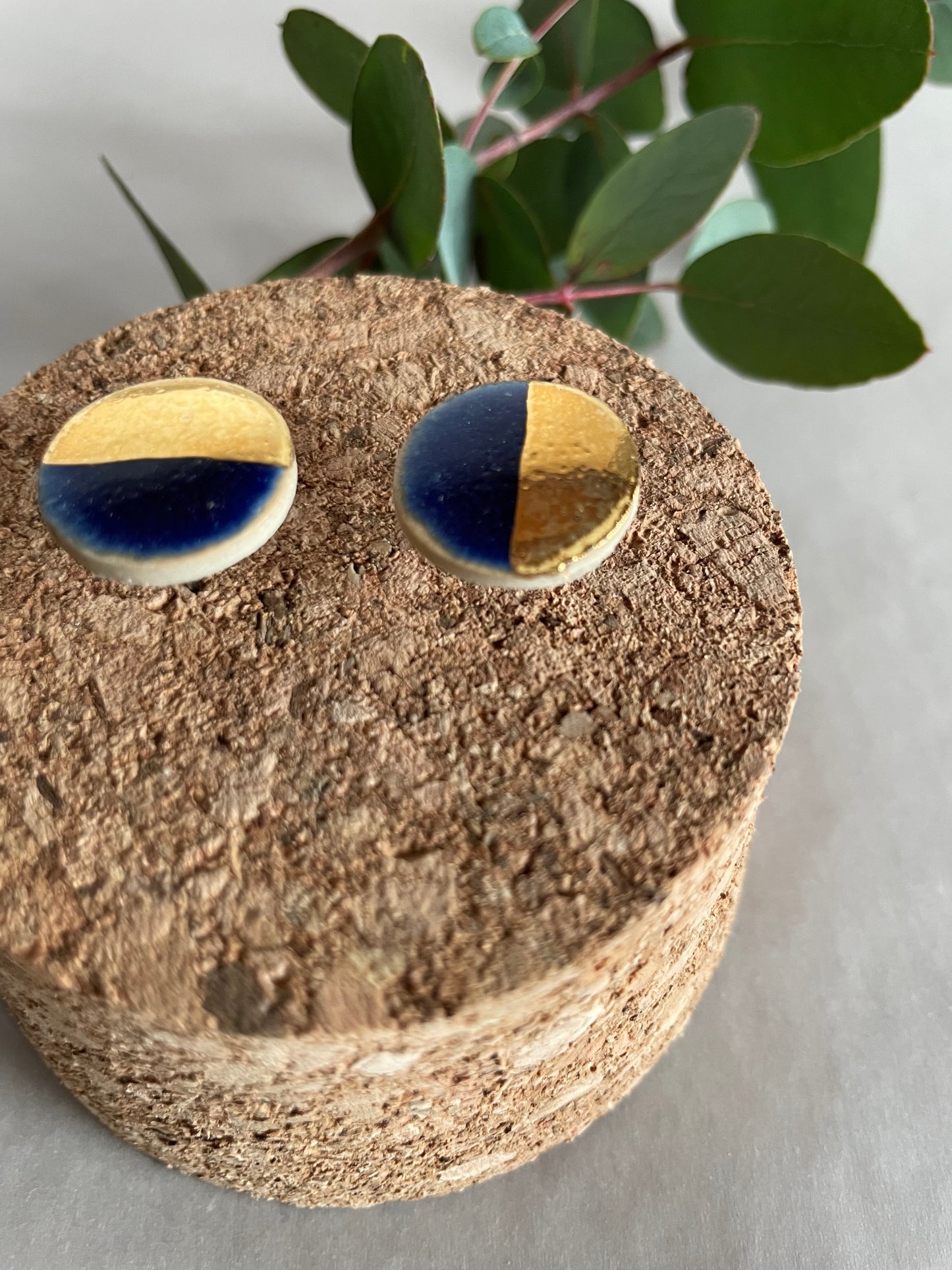 Orecchini Basic blu mezzaluna oro(grandi)