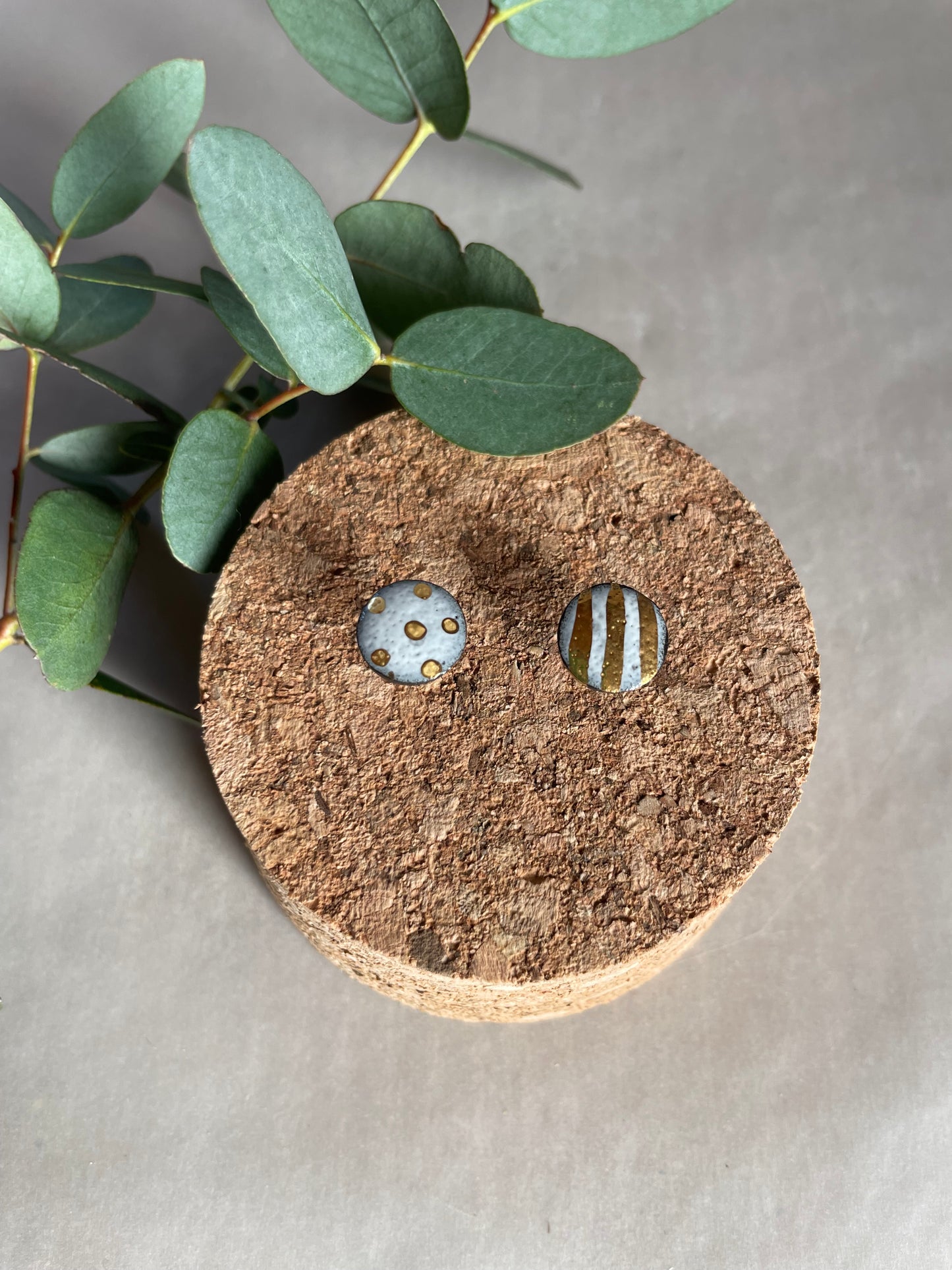 Orecchini “pois e righe” porcellana nera e oro